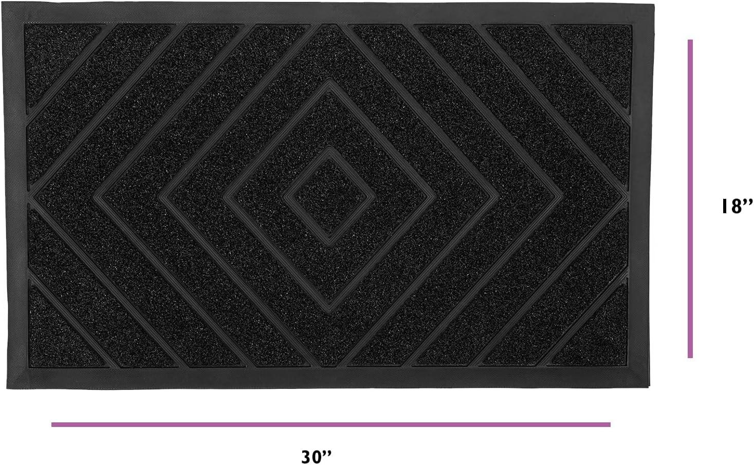 Superio  Non-Slip Doormat for Entry, 18" x 30", Waterproof, Mat Black