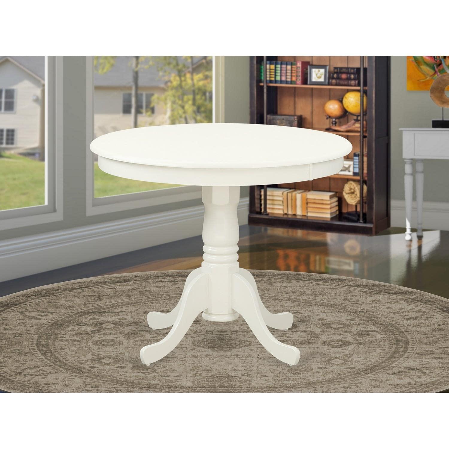 East West Furniture,Round Modern Dining Table Linen White Color Table