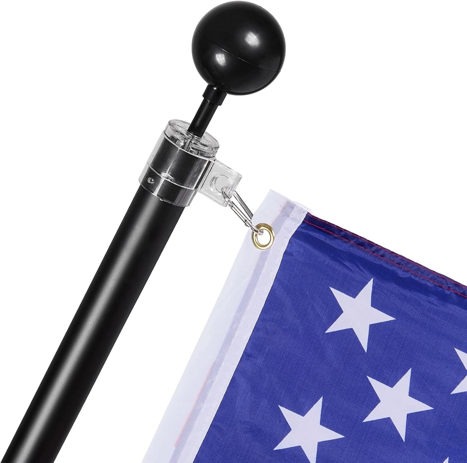 Heavy Duty Black Aluminum Telescoping Flagpole Kit with American Flag