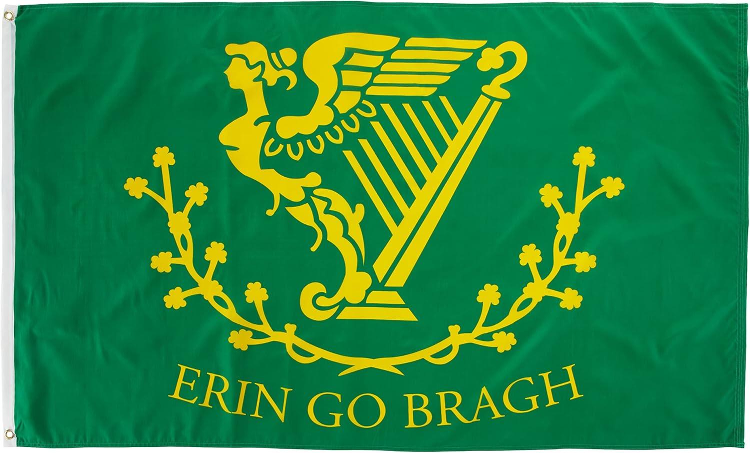 Erin Go Bragh Flag 3x5 Irish Pride Ireland St. Patrick's Day St Paddy's Day Harp