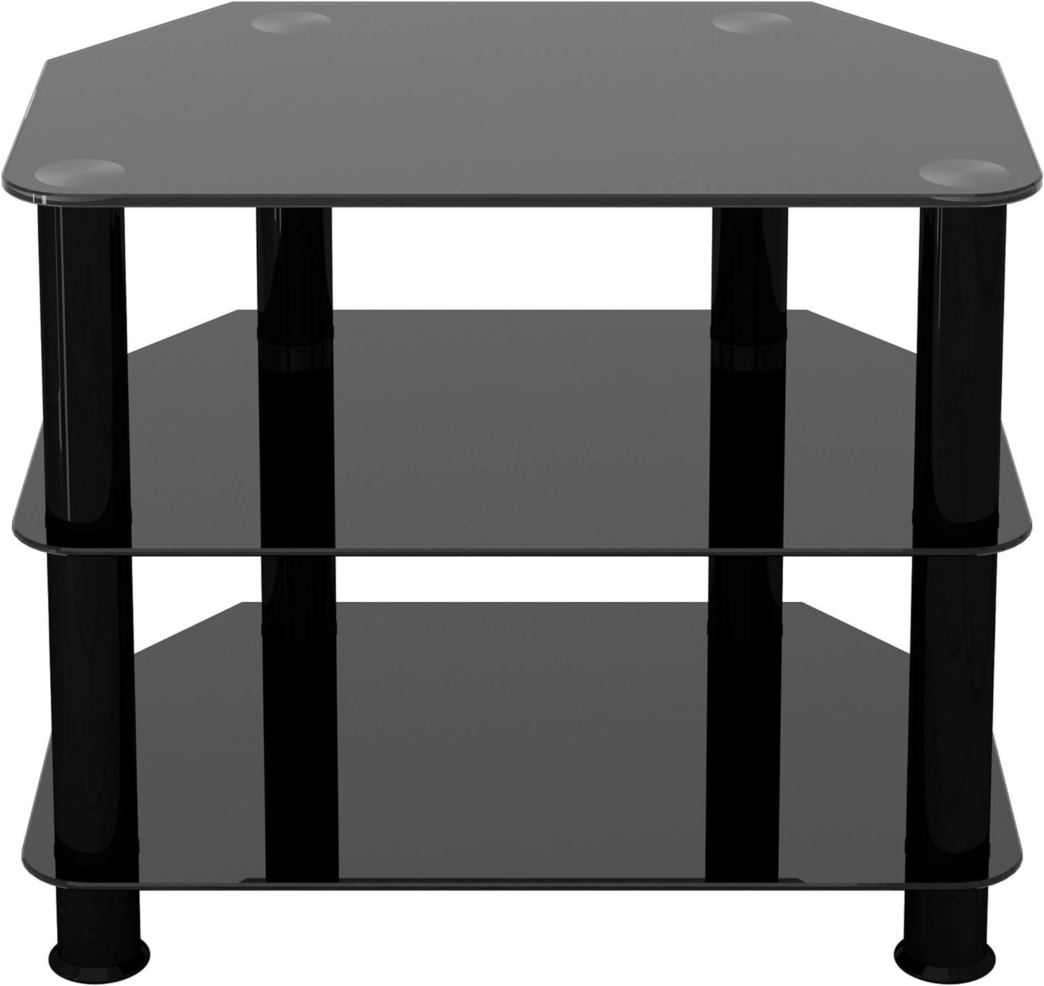 Modern Black Glass Corner TV Stand for up to 32-inch TVs