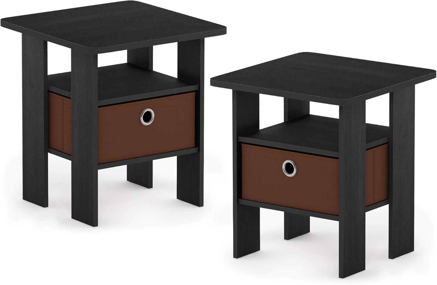 Furinno Andrey End Table Nightstand with Bin Drawer Set of 2, Multiple Colors