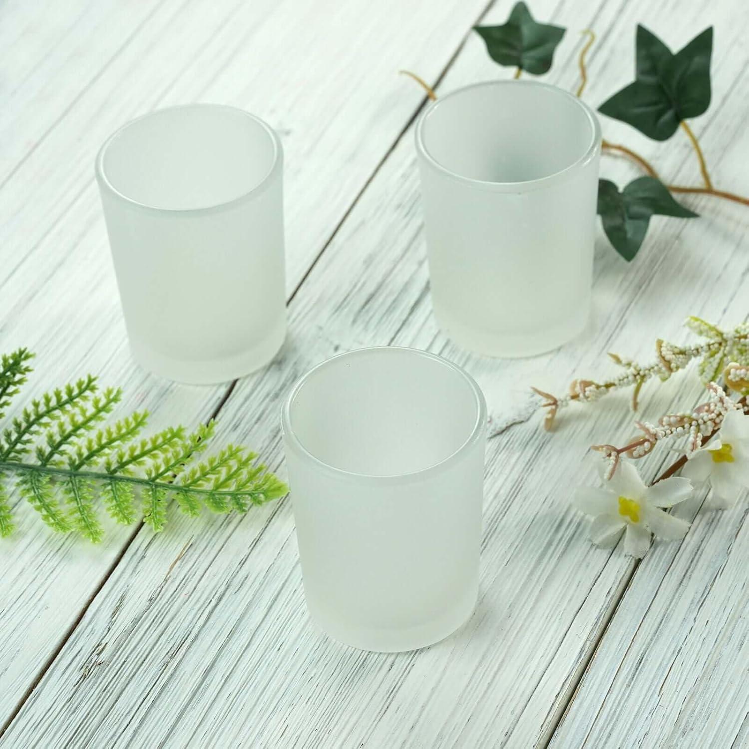 Efavormart Set of 12 2.5" Frosted White Glass Votive Candle Holders for Candle Making Kit Tealight Candles Cup Home Decoration