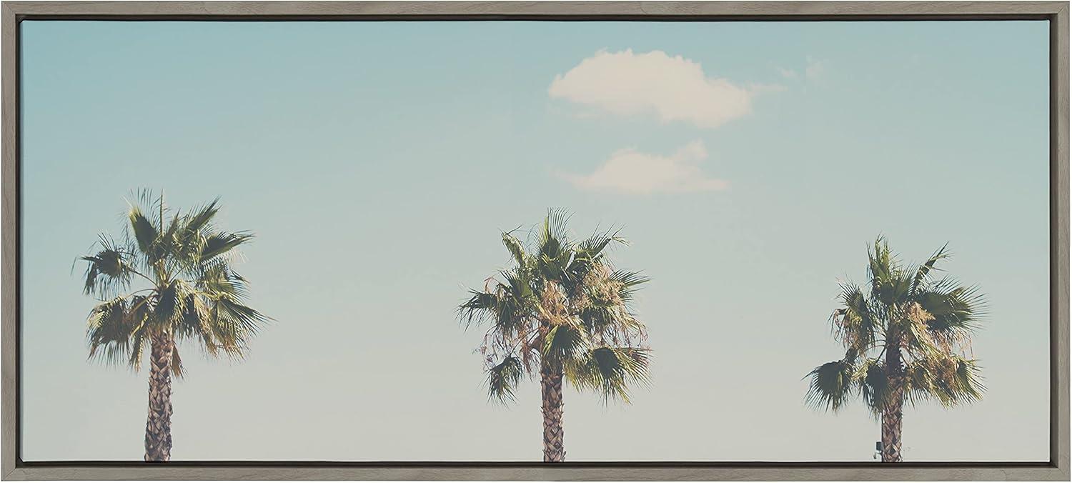 18" x 40" Sylvie A Trio of Palm Trees by Laura Evans: Modern Nautical Decor, Framed Canvas - Kate & Laurel All Things Decor