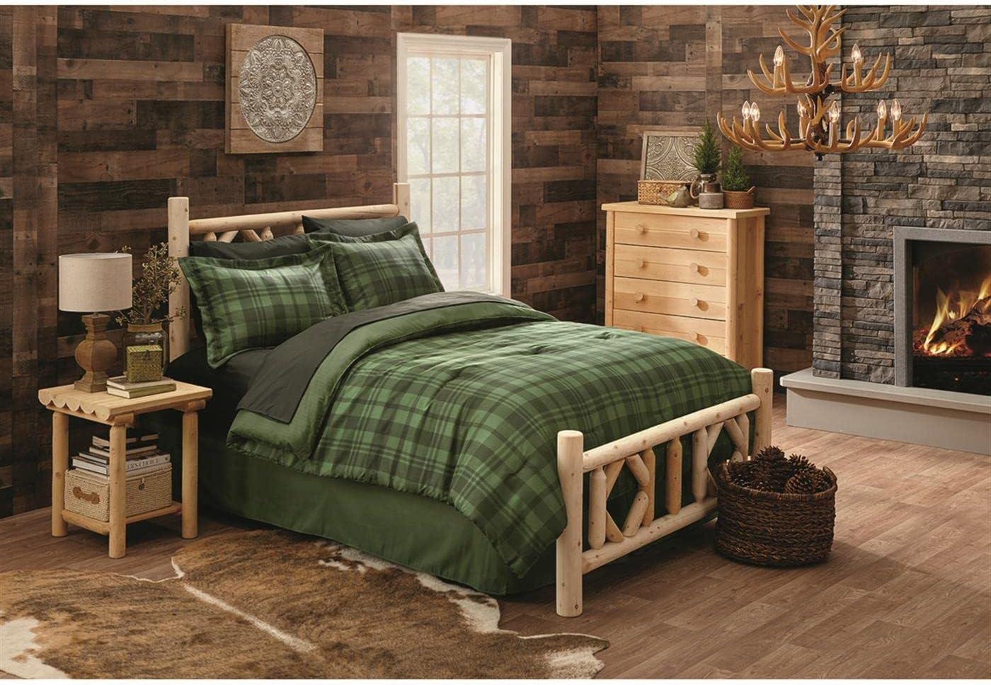 Rustic Full-Size Cedar Wood Panel Bed with Headboard