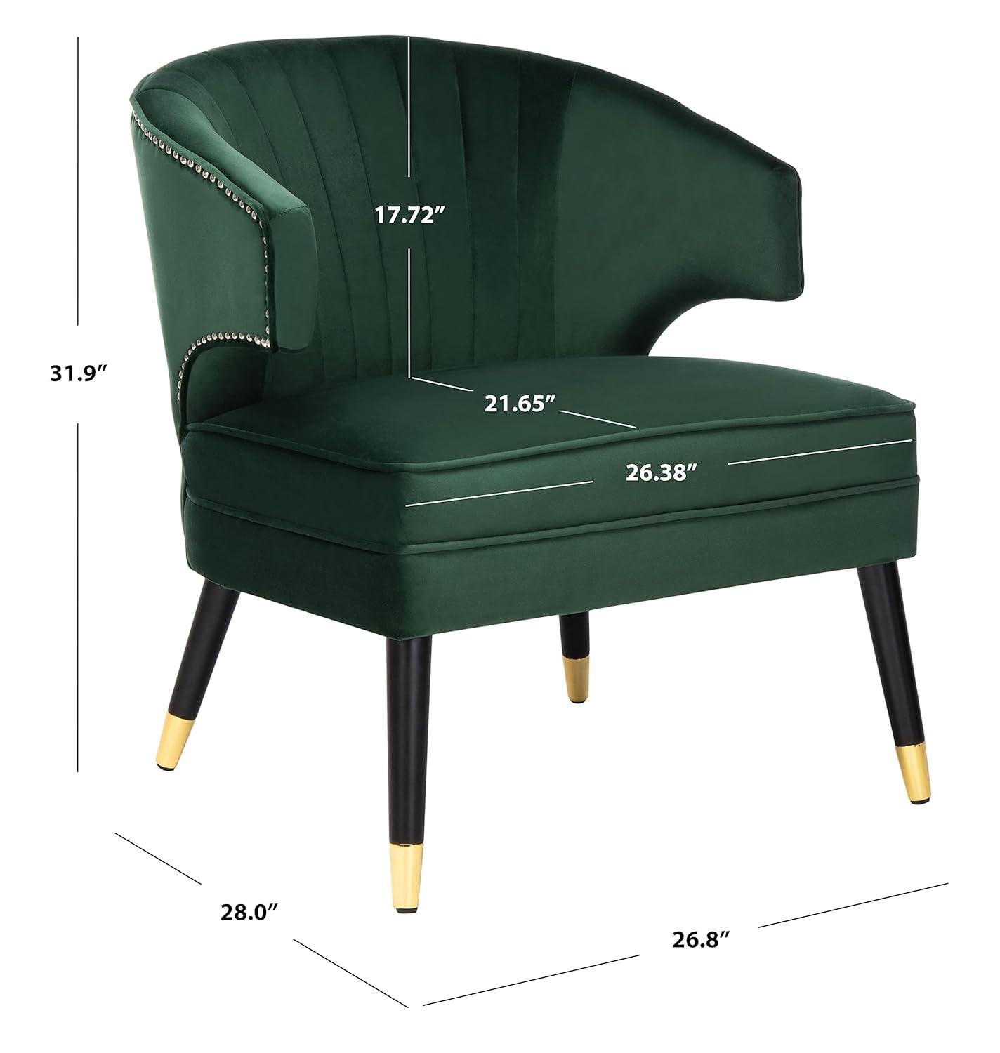 Stazia Wingback Accent Chair - ACH4502 - Forest Green/Black - Safavieh