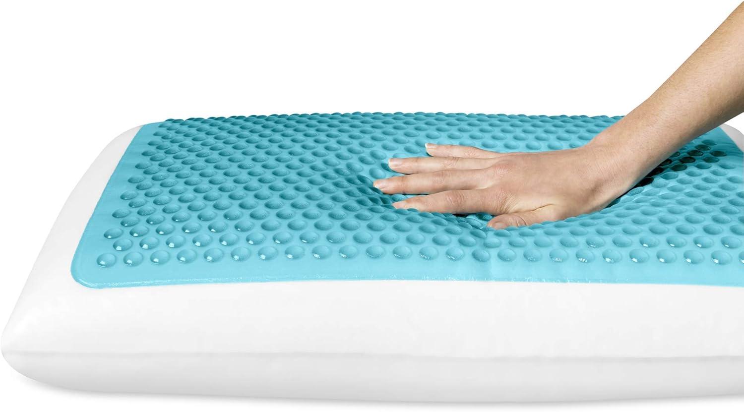 Standard White Memory Foam Pillow with Blue Gel Layer