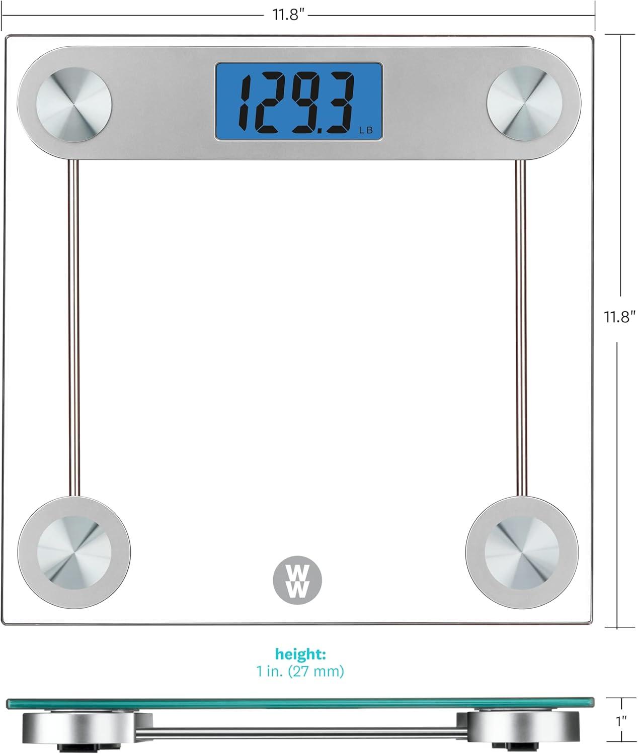 Digital Clear Glass Bathroom Scale with Blue Backlight Display