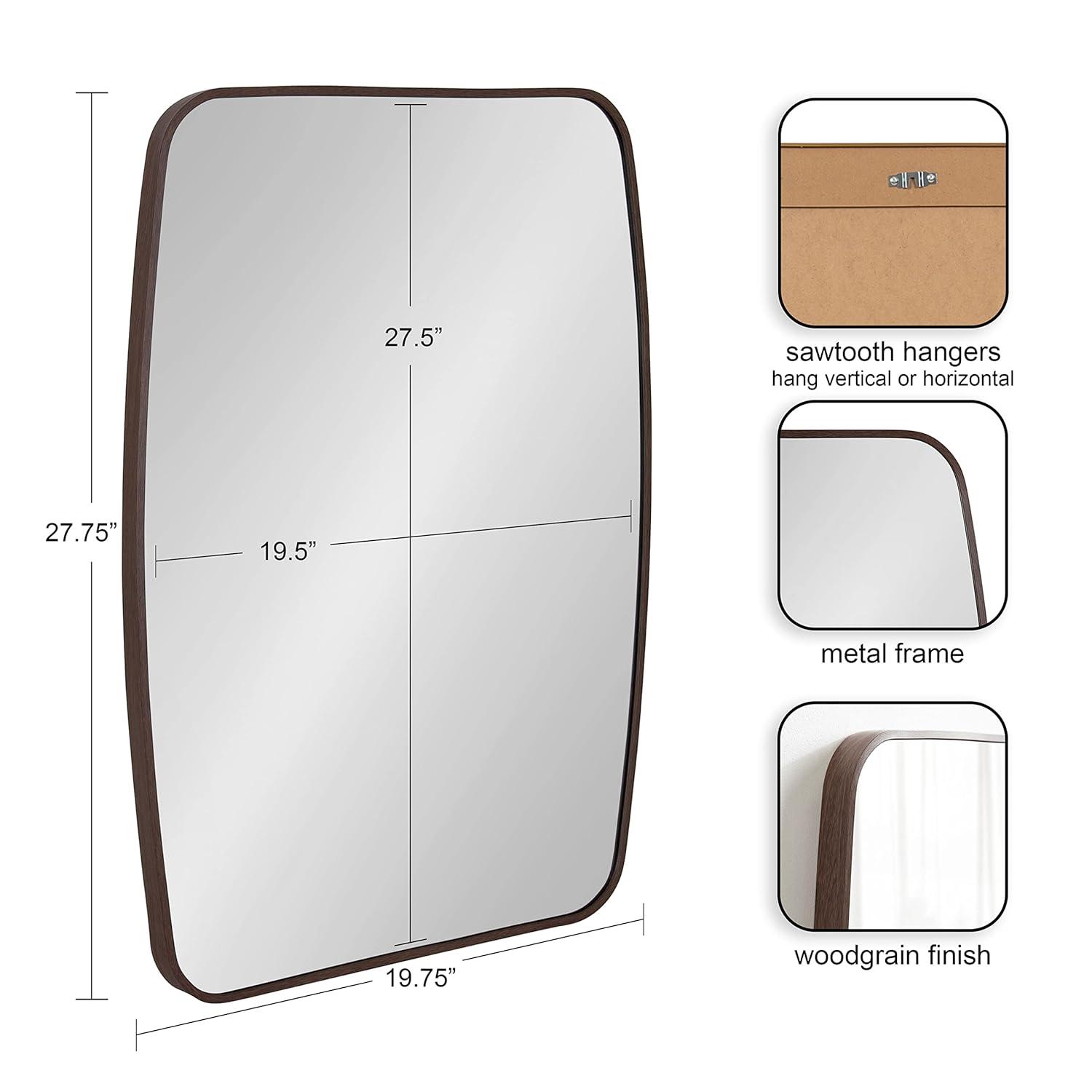 Kate and Laurel Zayda Metal Square Barrel Mirror, 20x28, Walnut Brown