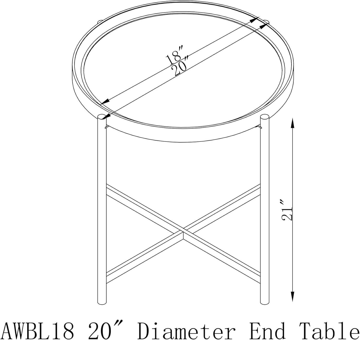 Brookline 22.5" Round Concrete-Coated Wood and Metal End Table