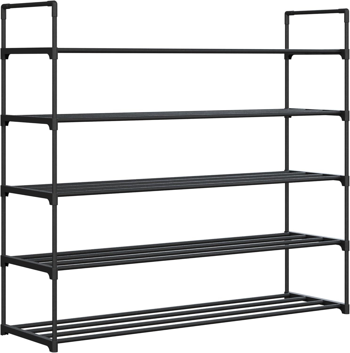 Home-Complete 5-Tier Shoe Rack for 25 Pairs, Black