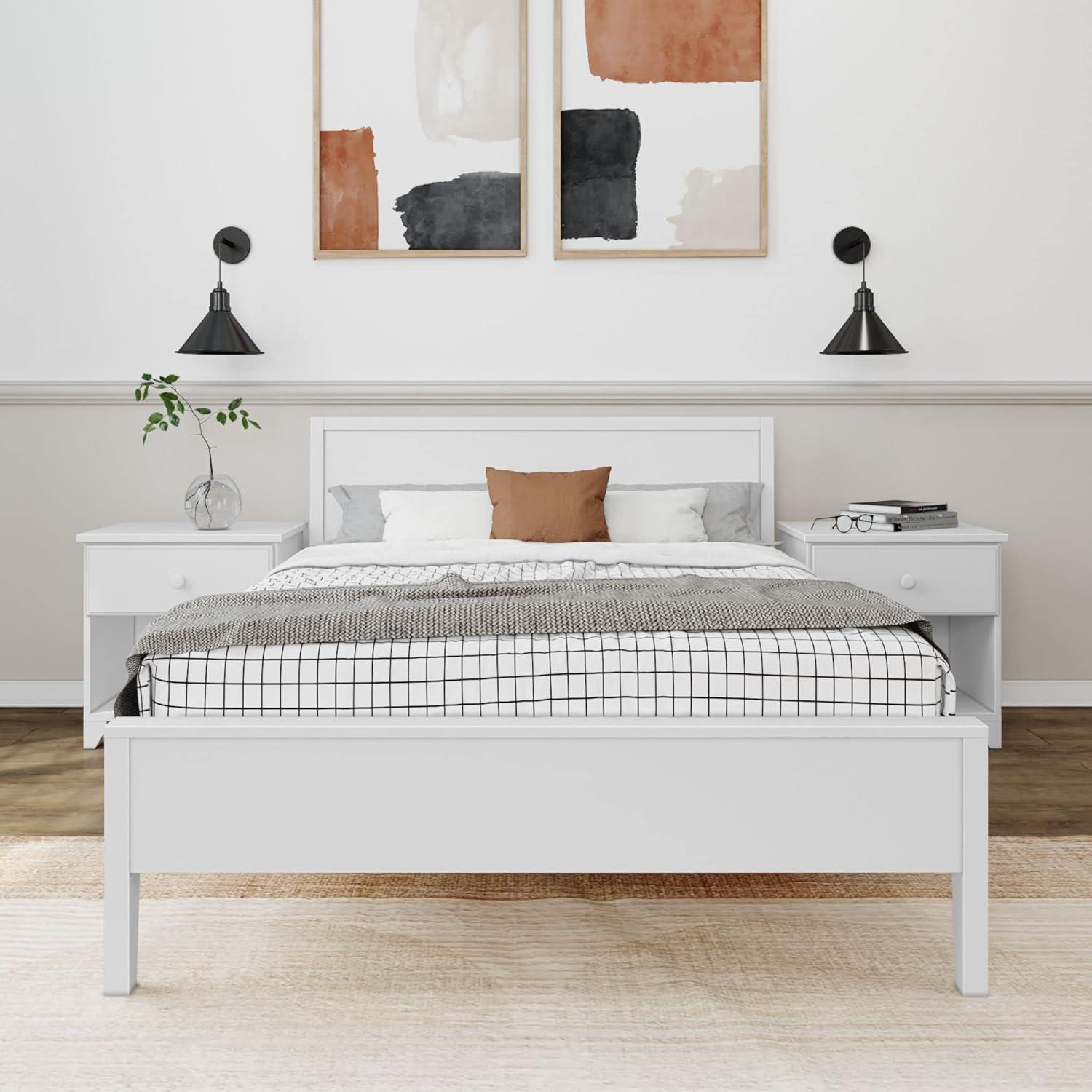 Plank+Beam Solid Wood Full Size Bed Frame with Headboard, Modern Platform Bed for Adults
