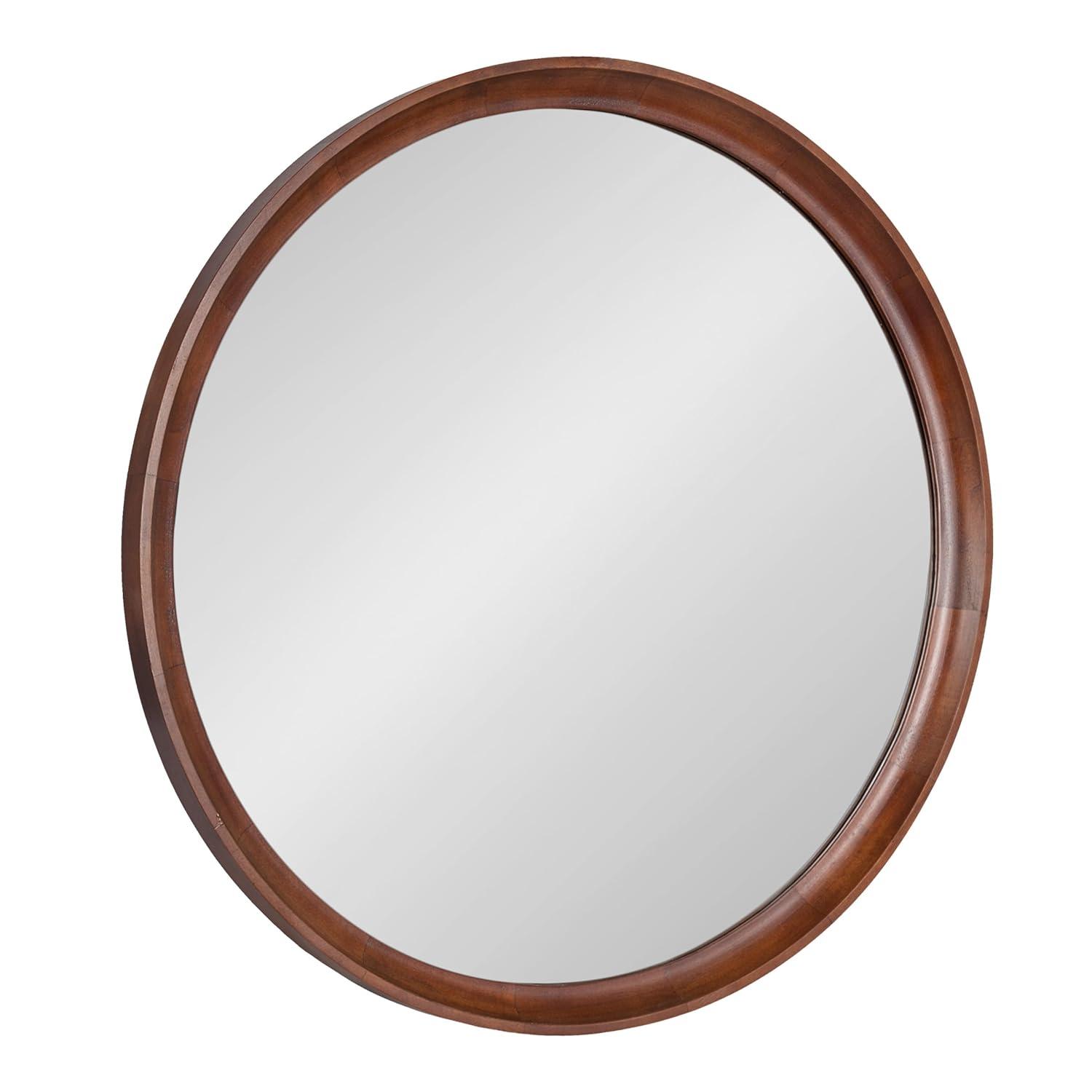 Kate and Laurel Hatherleig Round Wood Round Mirror, 30" Diameter, Natural