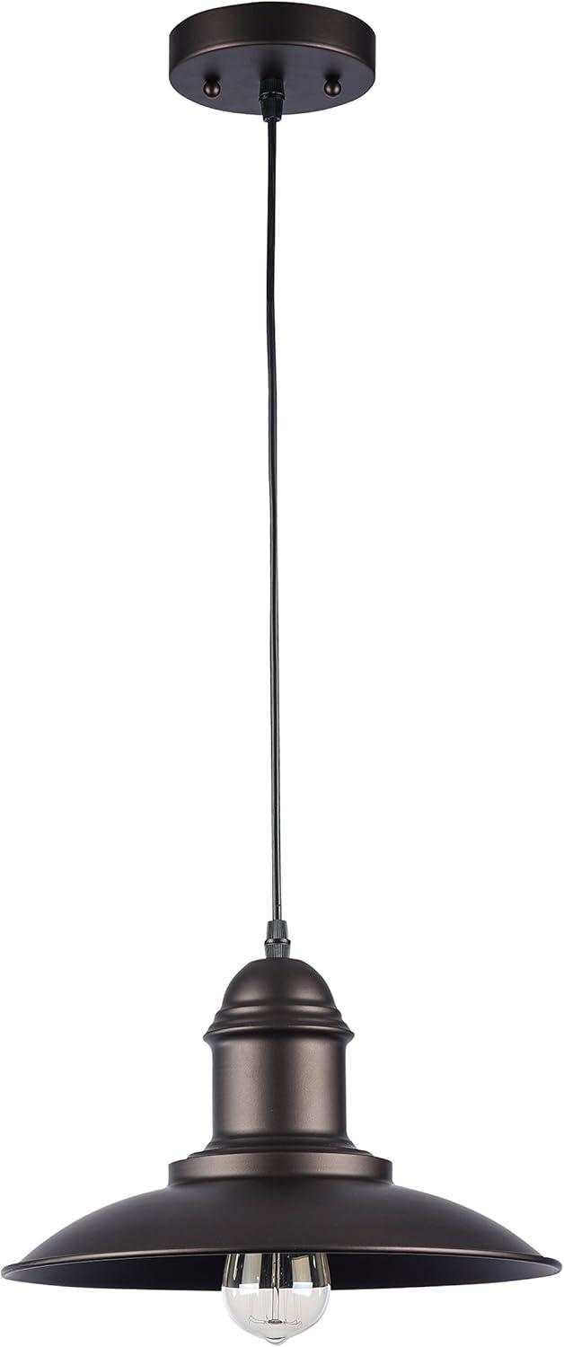 RADIANCE Goods Industrial-Style 1 Light Rubbed Bronze Ceiling Mini Pendant 12" Wide