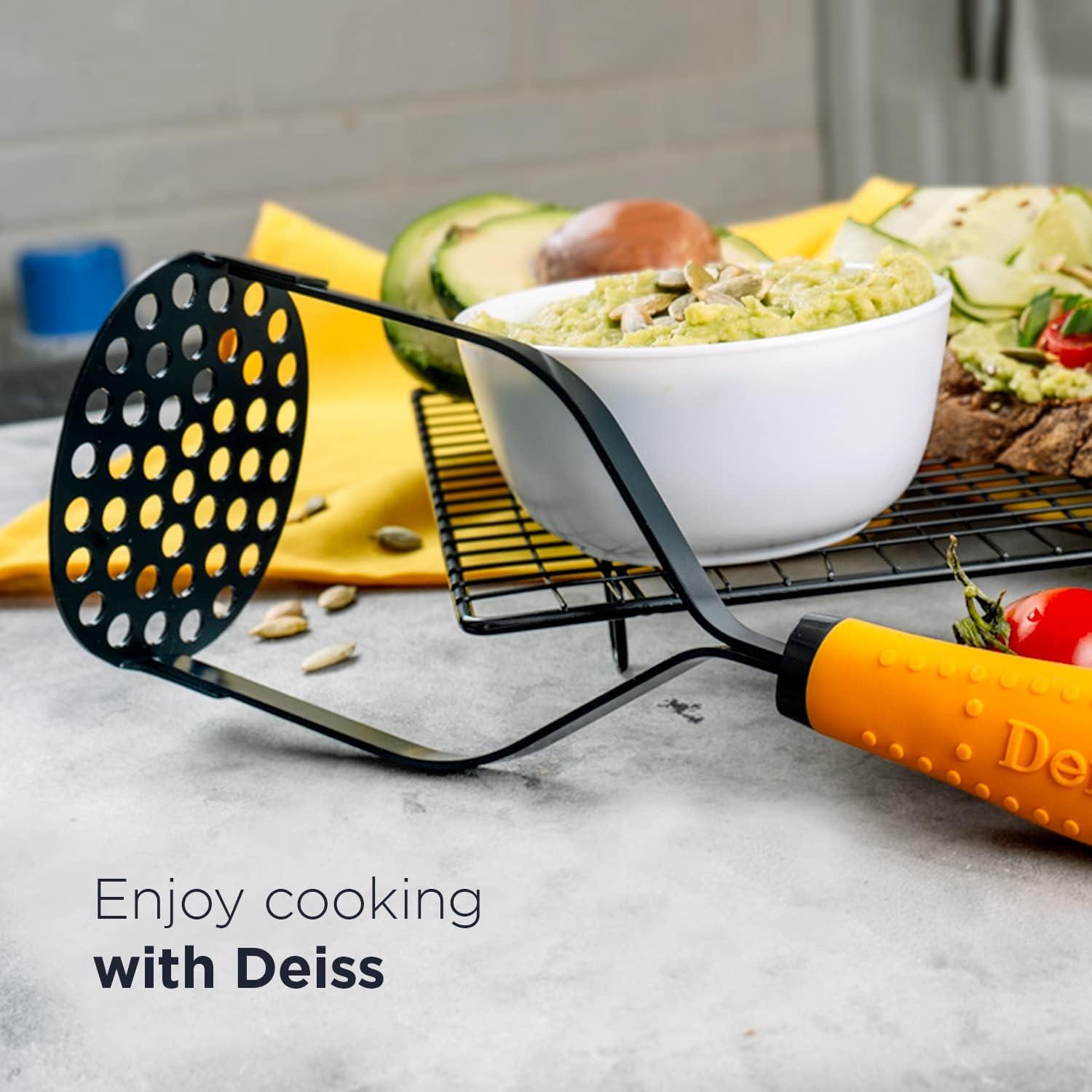 Deiss Pro Heavy Duty Stainless Steel Potato Masher with Non-Slip Rubber Handle