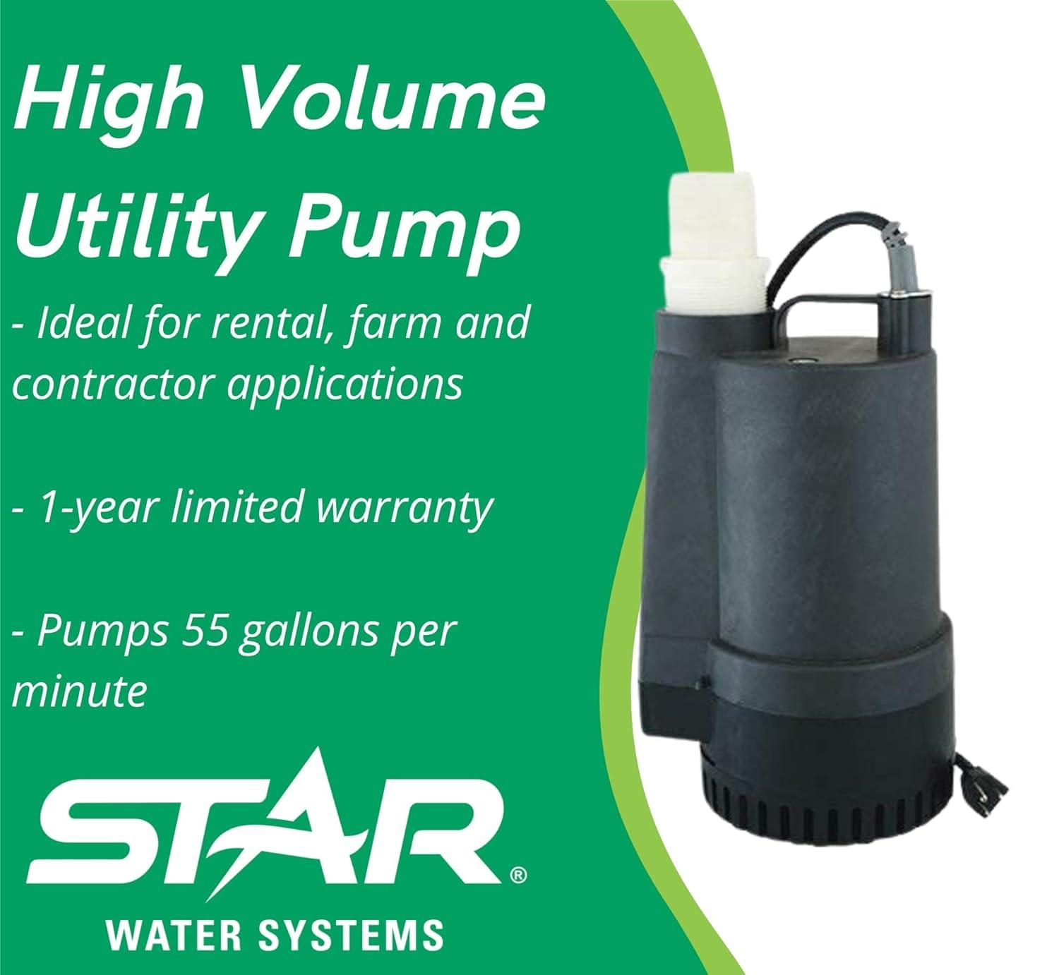 Star ½ HP Black Thermoplastic Submersible Utility Pump