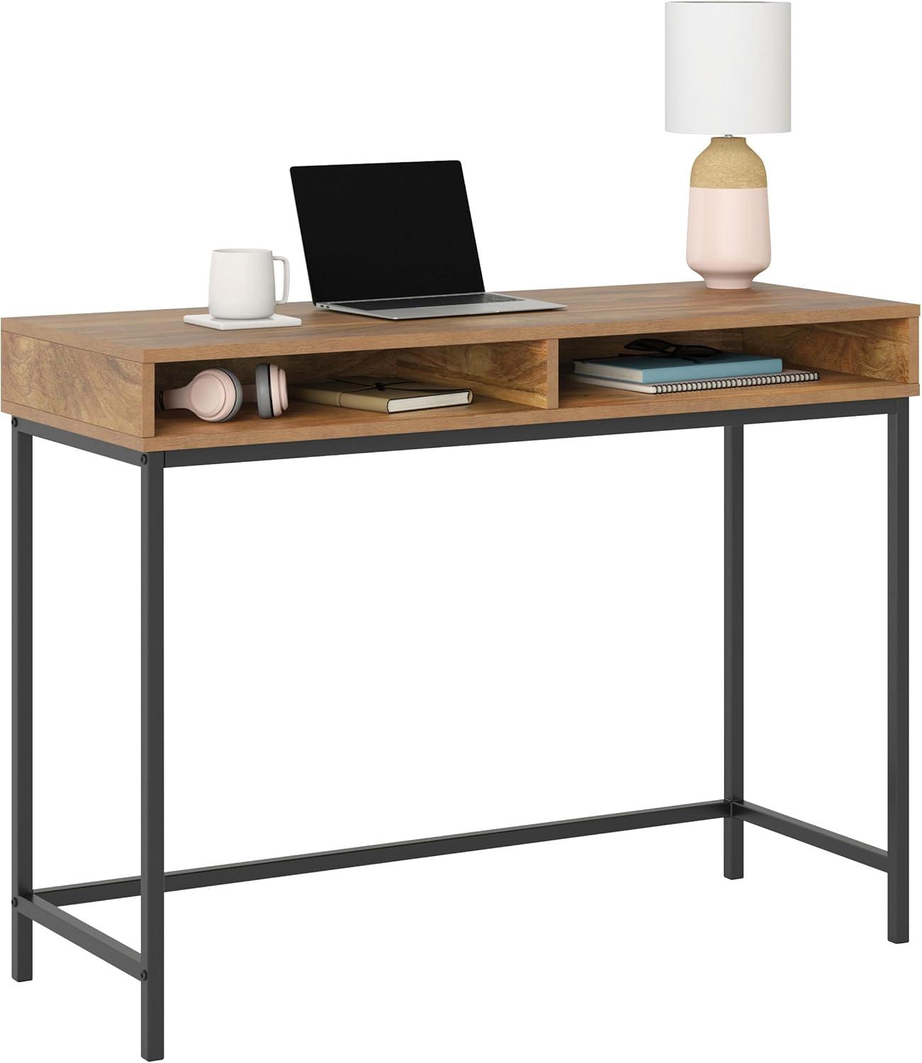 Sindoori Mango and Black Wood Writing Desk with Storage