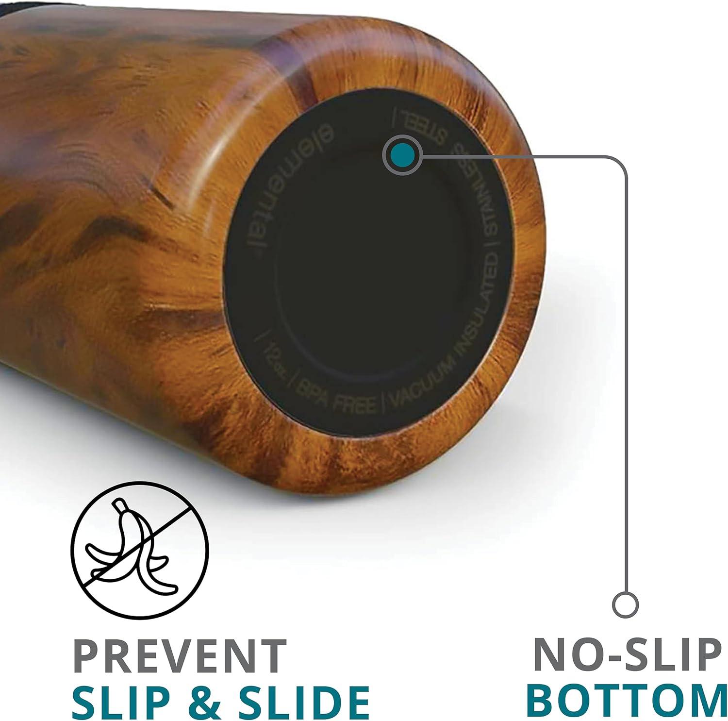 Elemental Duo-Sip 2 in 1 Travel Coffee Tumbler with 100% Leak Proof Lid & Slim Can Cooler Insulator for 12oz Slim Cans, Triple Walled Stainless Steel for Hard Seltzer & Hot/Cold Drinks - Teakwood