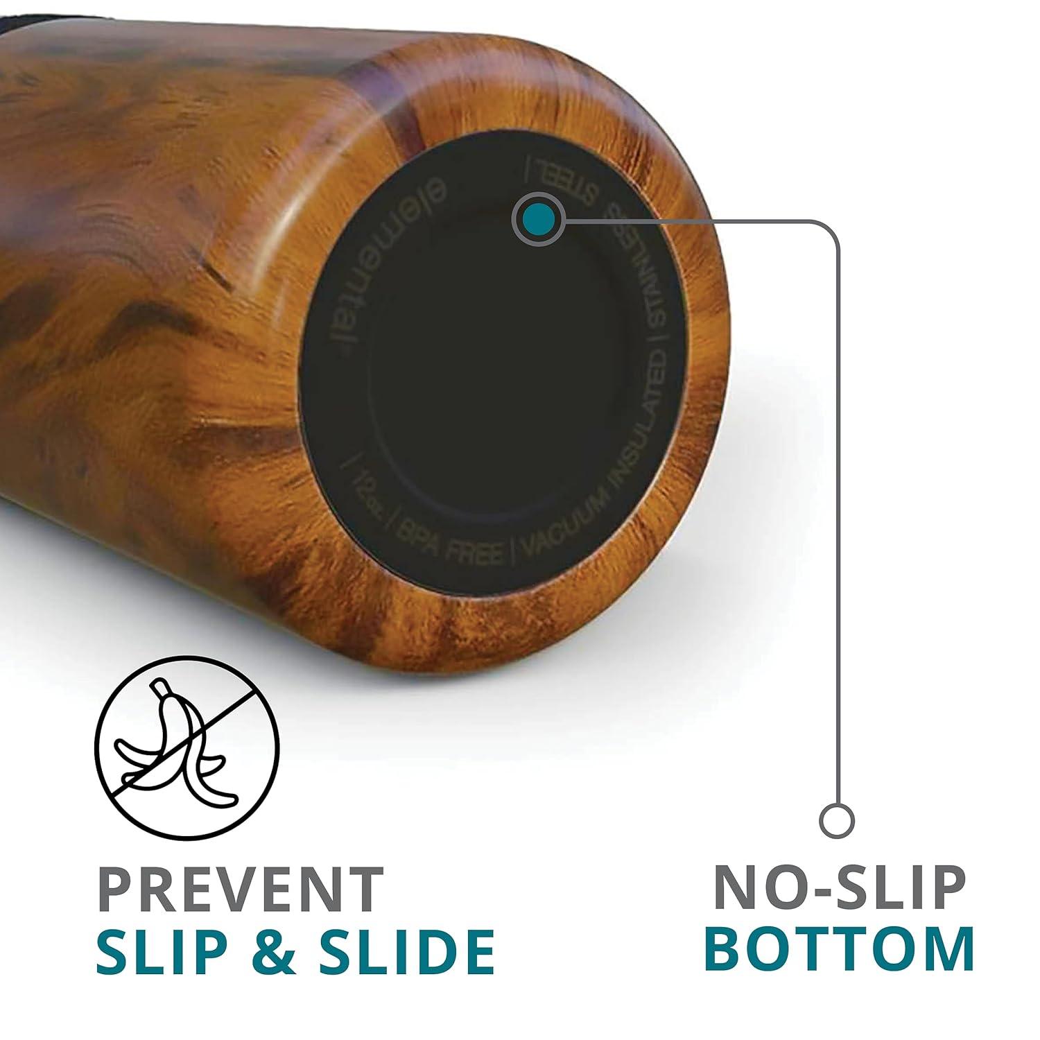 Elemental Duo-Sip 2 in 1 Travel Coffee Tumbler with 100% Leak Proof Lid & Slim Can Cooler Insulator for 12oz Slim Cans, Triple Walled Stainless Steel for Hard Seltzer & Hot/Cold Drinks - Teakwood