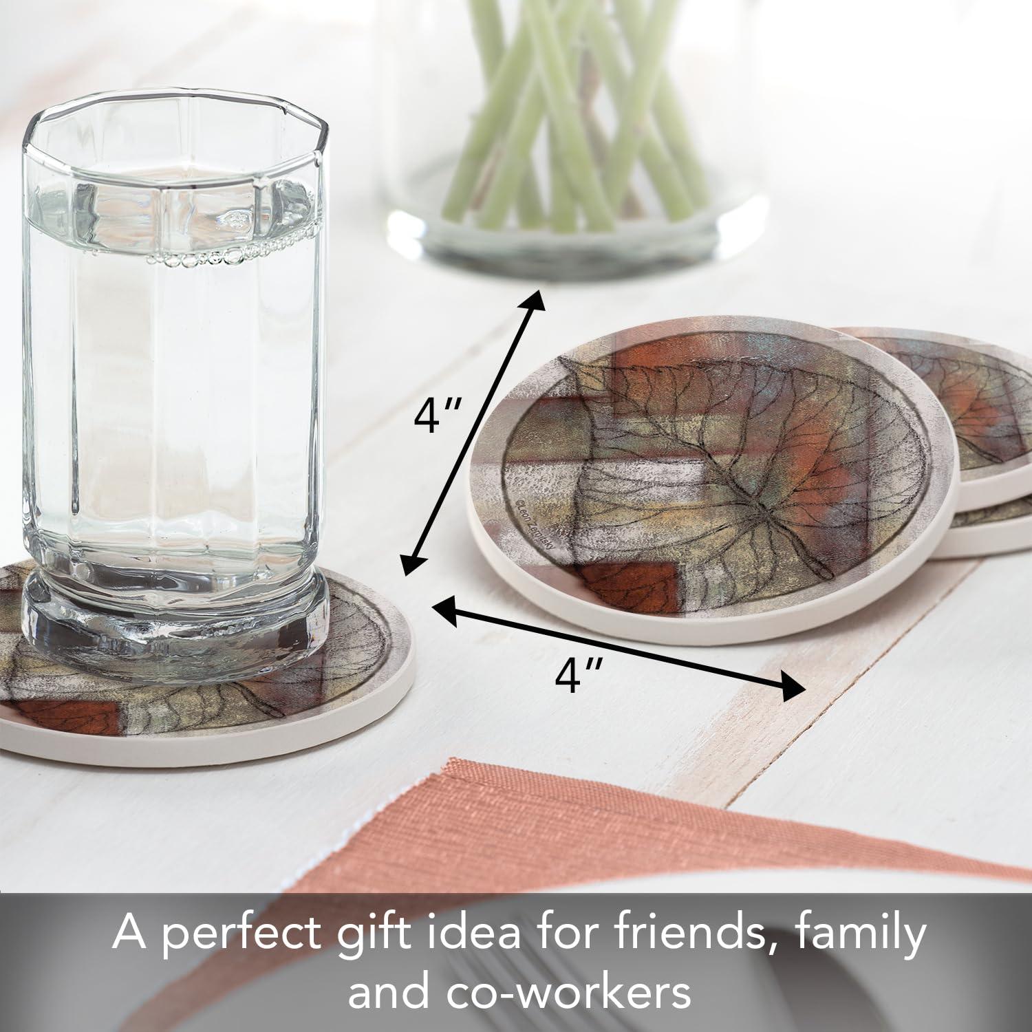 Thirstystone Leaf Whisper II Absorbent Stone Coaster 4-Pack