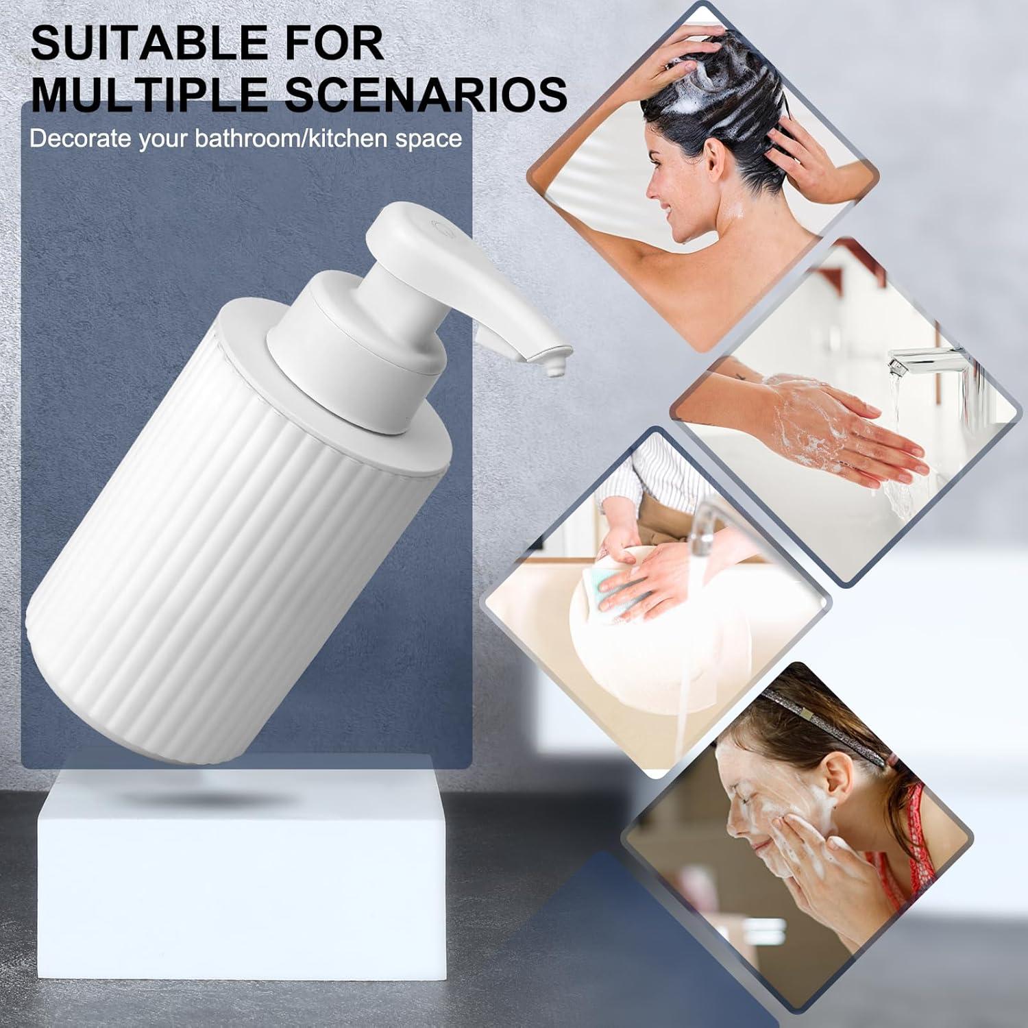 Automatic Soap Dispenser Liquid Touchless: 9oz White Plastic - Rechargeable Electric Smart 3 Level Adjustable Auto Hand Soap Dispenser - Dish Bathroom Kitchen