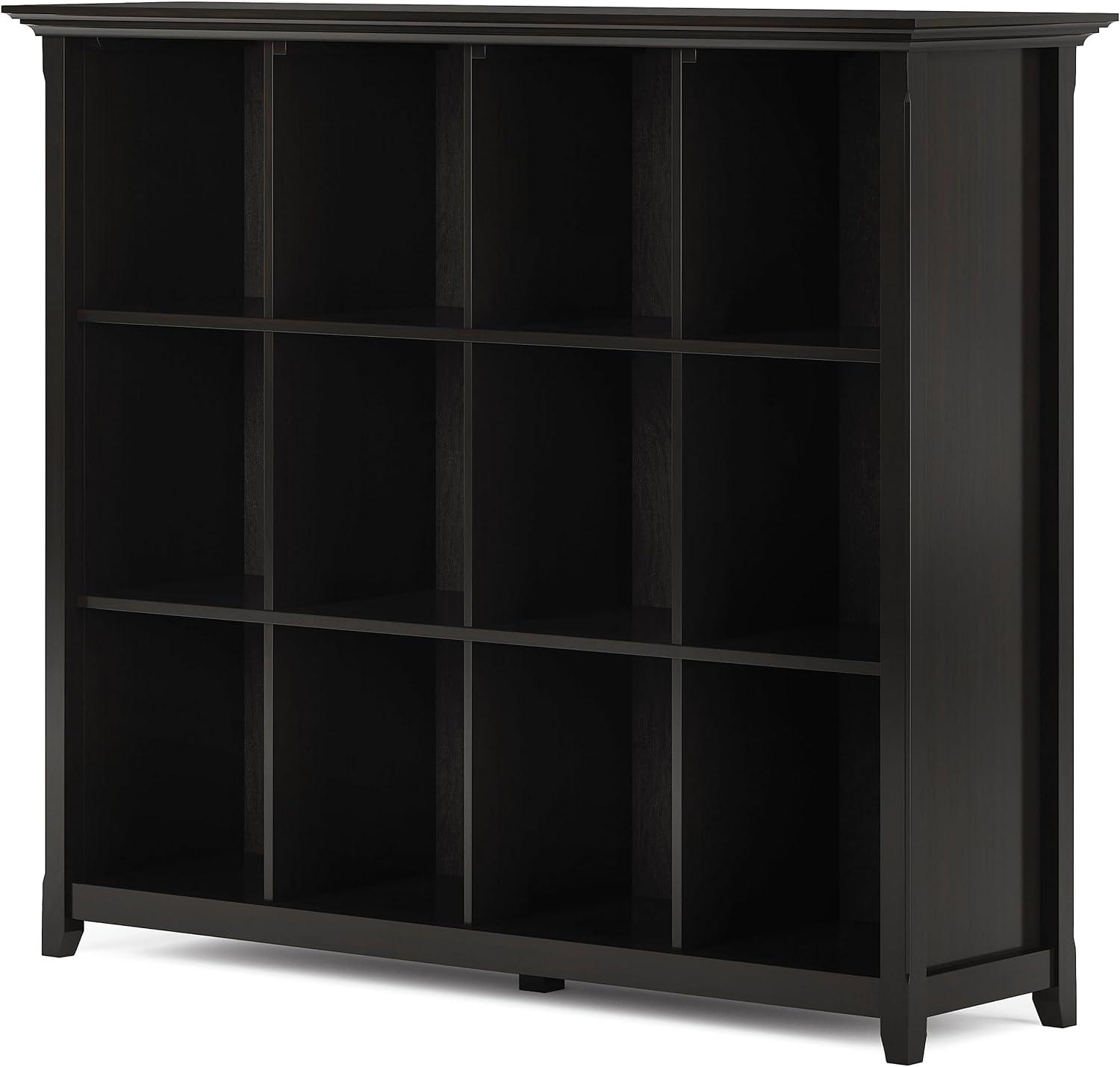 Hickory Brown 57" Solid Wood 12-Cube Storage Bookcase