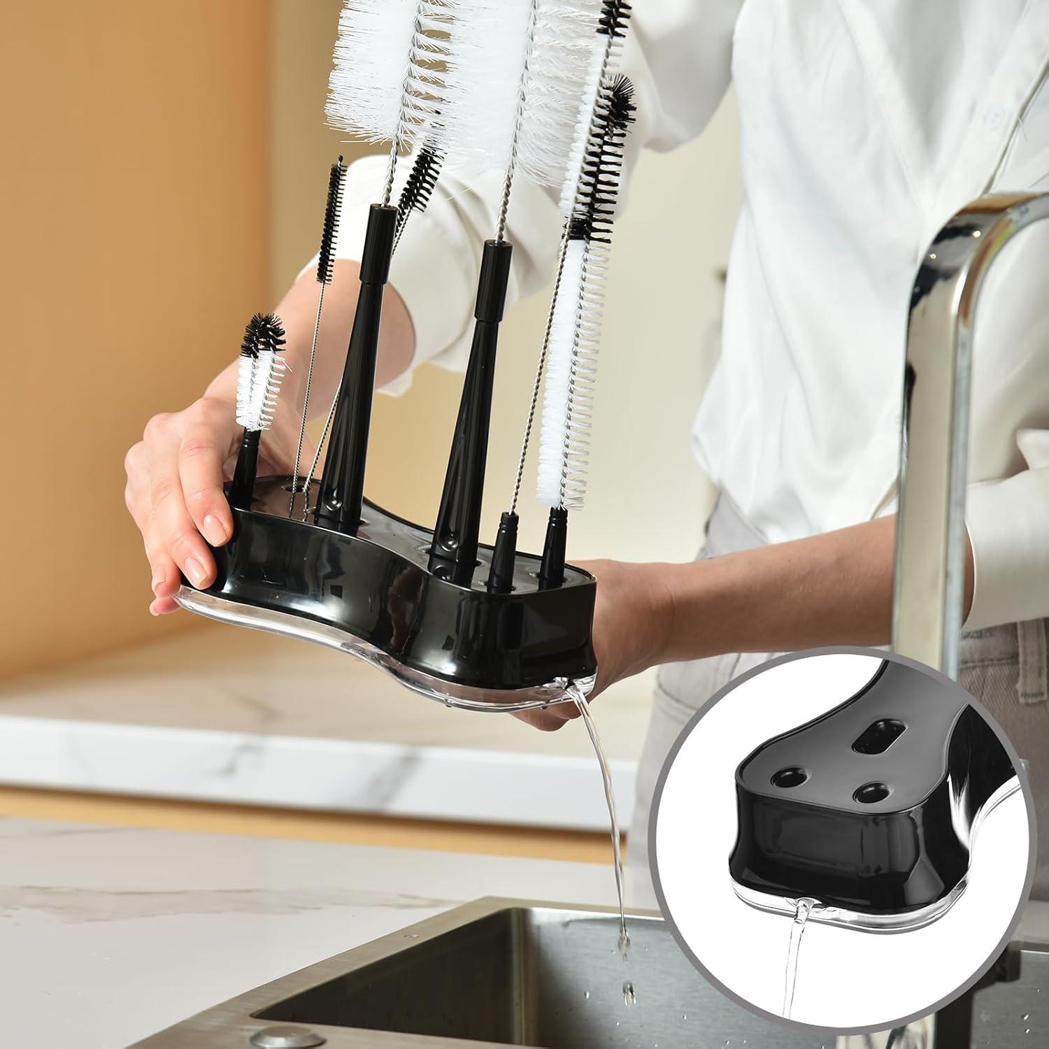 ZOUYUE 8 Pcs Bottle Cleaning Brush Set Long Handle Black Bottle Cleaner Sturdy Food Grade for Cleaning Baby Bottles Sports Water Bottles Flask