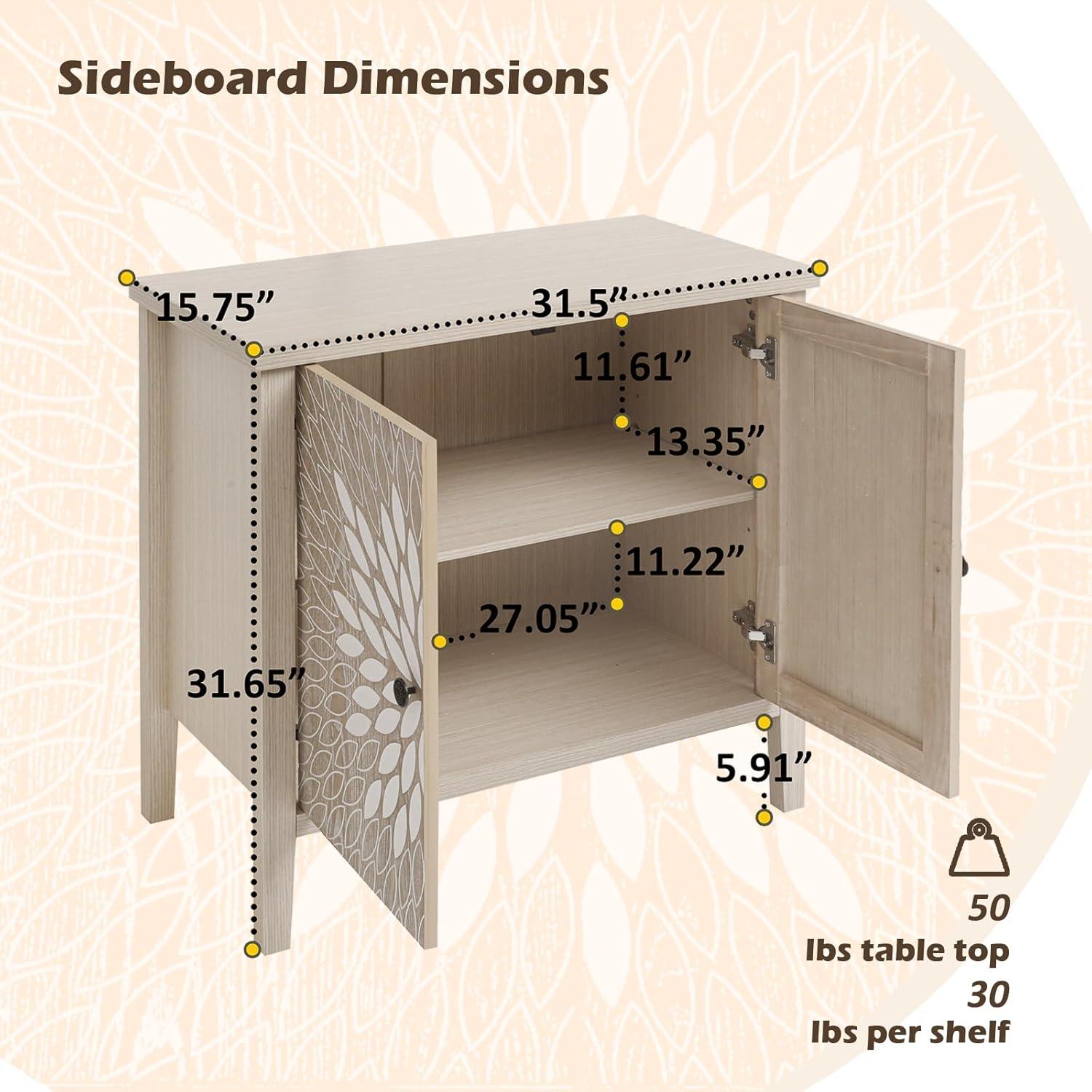 Alcott Hill® 2-door Accent Cabinet With An Adjustable Shelf And Exquisite Creative Carving