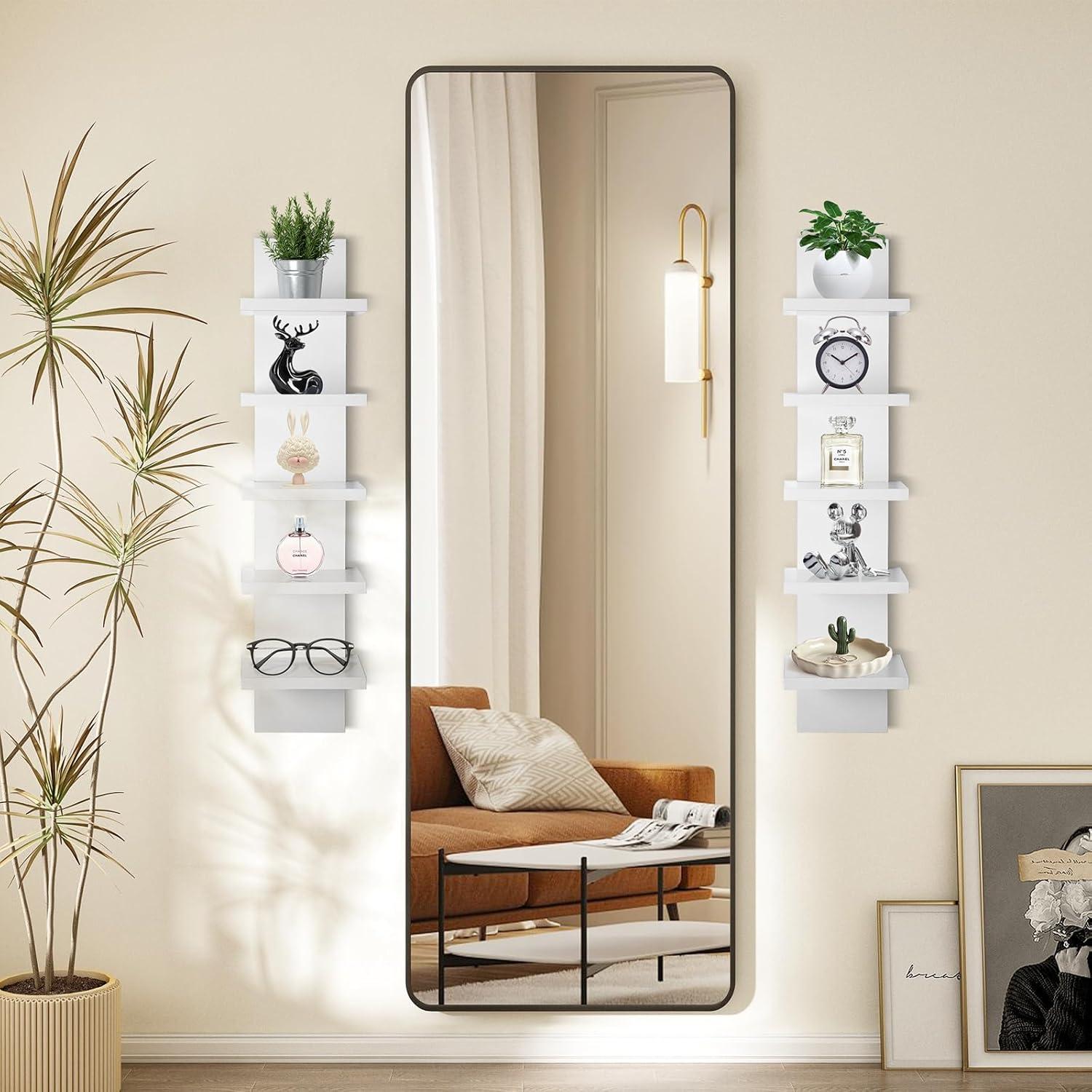 5 Tier Wall Shelf Unit, Brown Wall Shelf, Multifunctional Display Floating Shelf, Bedroom and Home Decor Organizer