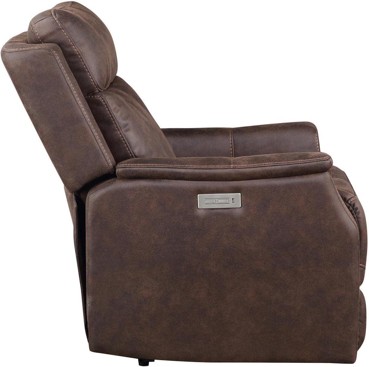 Steve Silver Valencia Leatherette Dual Power Reclining Chair with USB, Walnut