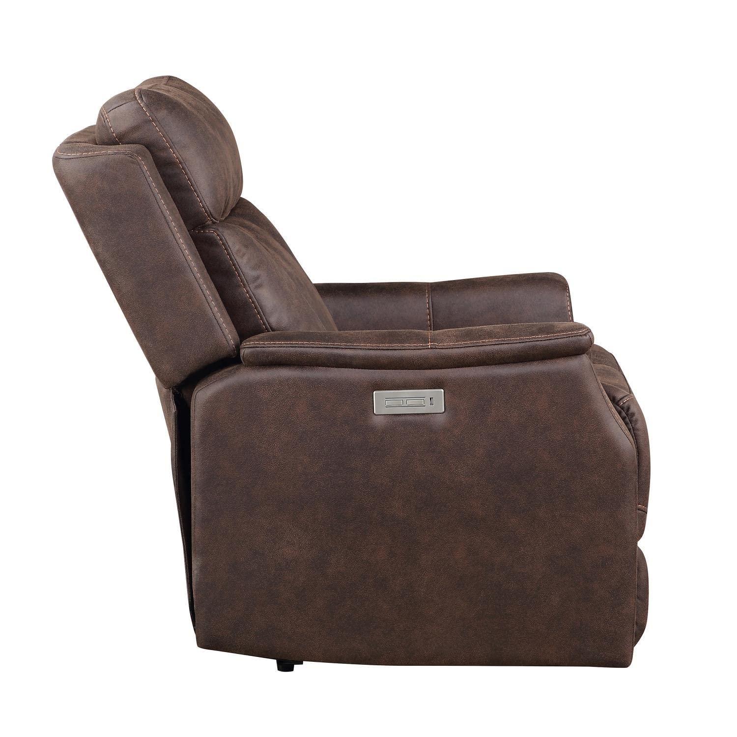 Steve Silver Valencia Leatherette Dual Power Reclining Chair with USB, Walnut