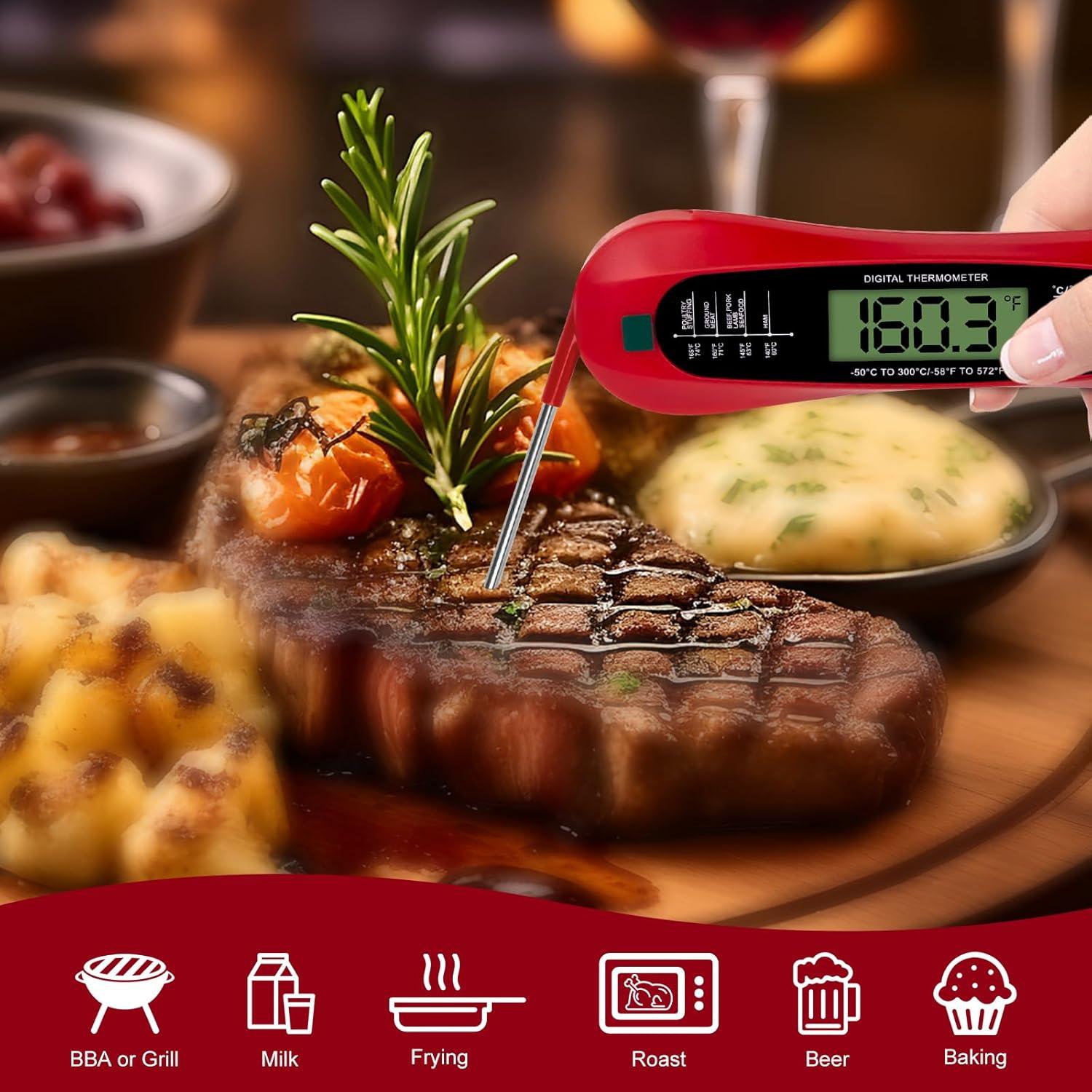 NOBRAND 1 Clean Digital Meat Thermometer With LCD Display and Foldable Probe