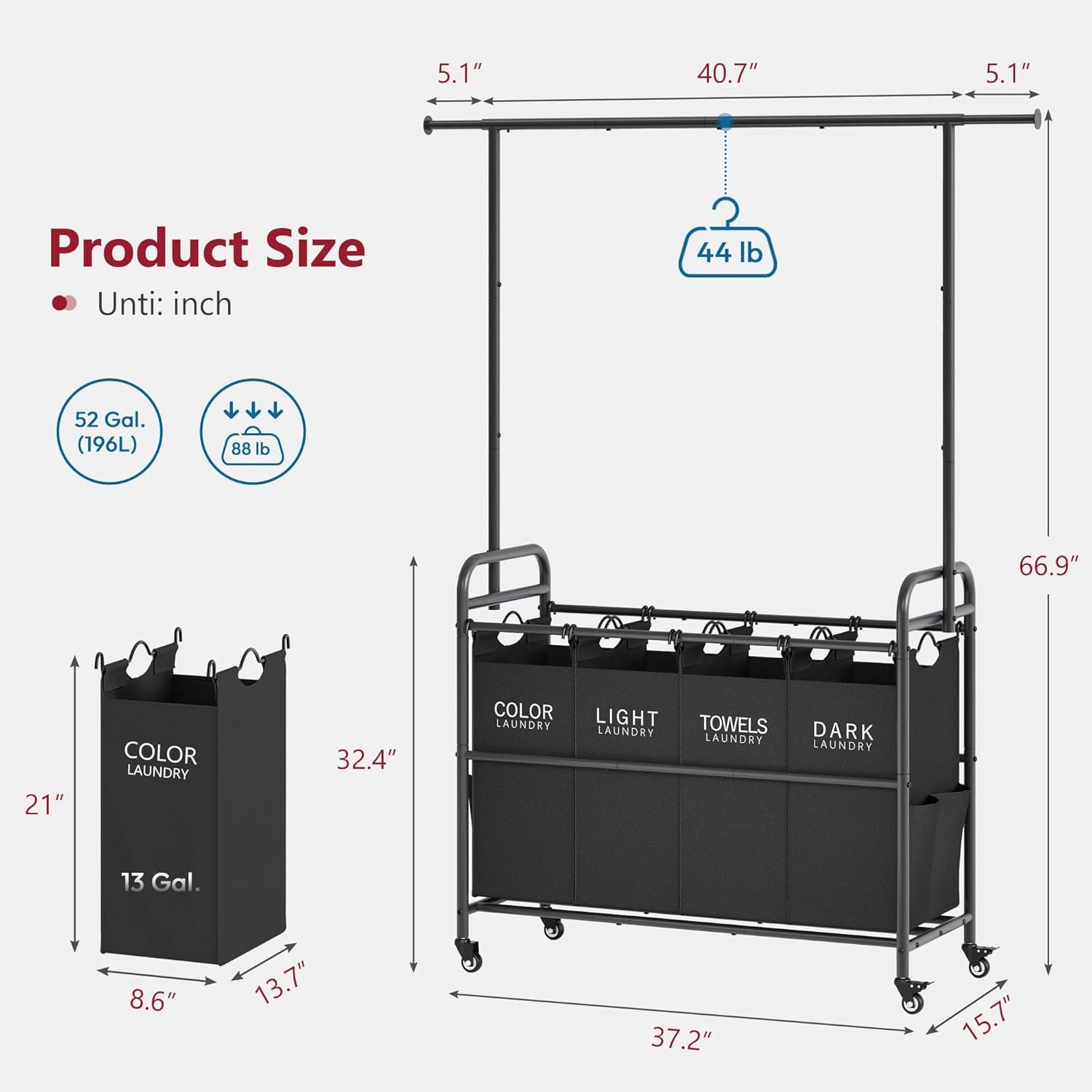 Metal Laundry Cart with Wheels