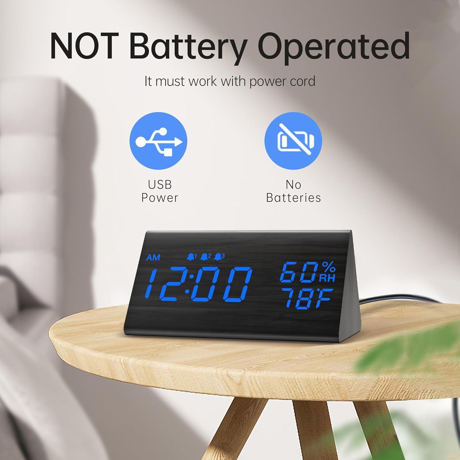 Modern Digital Alarm Clock with LED Display - Adjustable Brightness, USB Charging Port, Perfect for Bedroom Decor & Halloween Theme