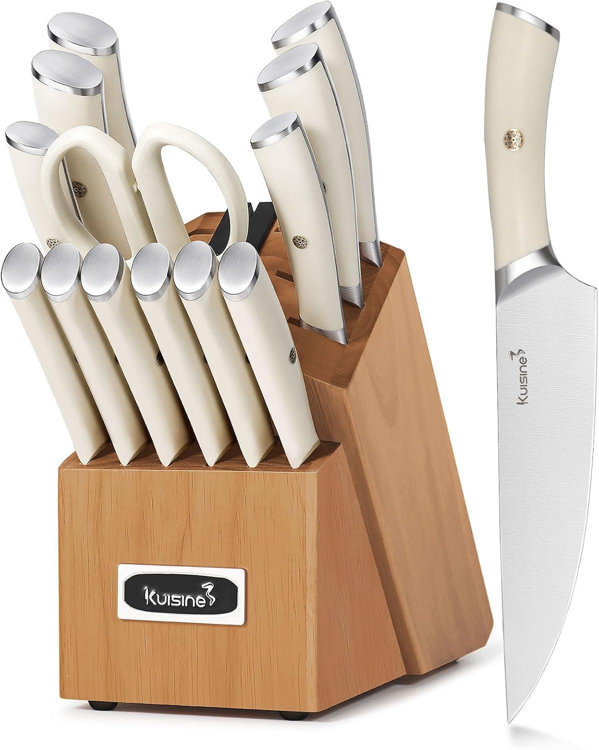 kuisine Kuisine 15-Piece Kitchen Knife Block Set Premium Stainless Steel