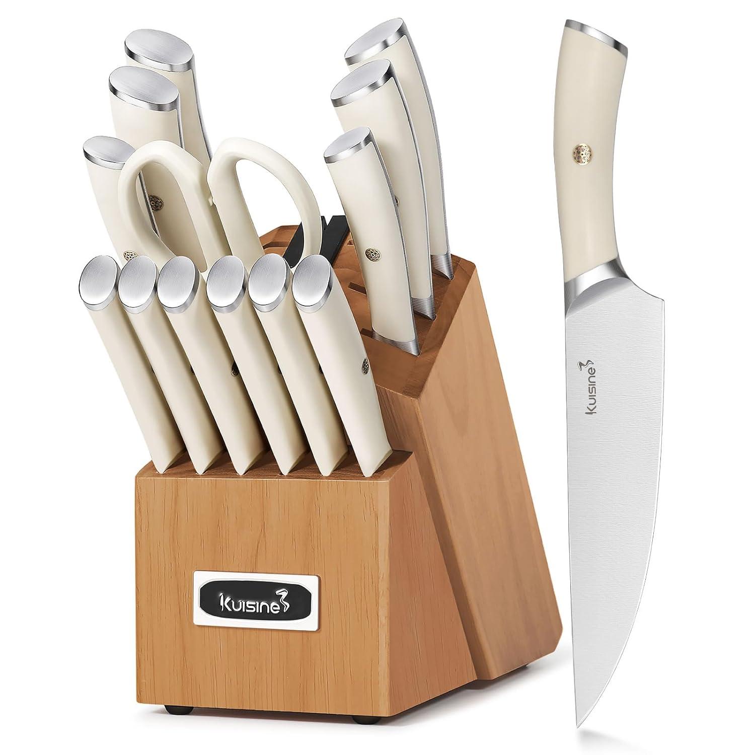 kuisine Kuisine 15-Piece Kitchen Knife Block Set Premium Stainless Steel