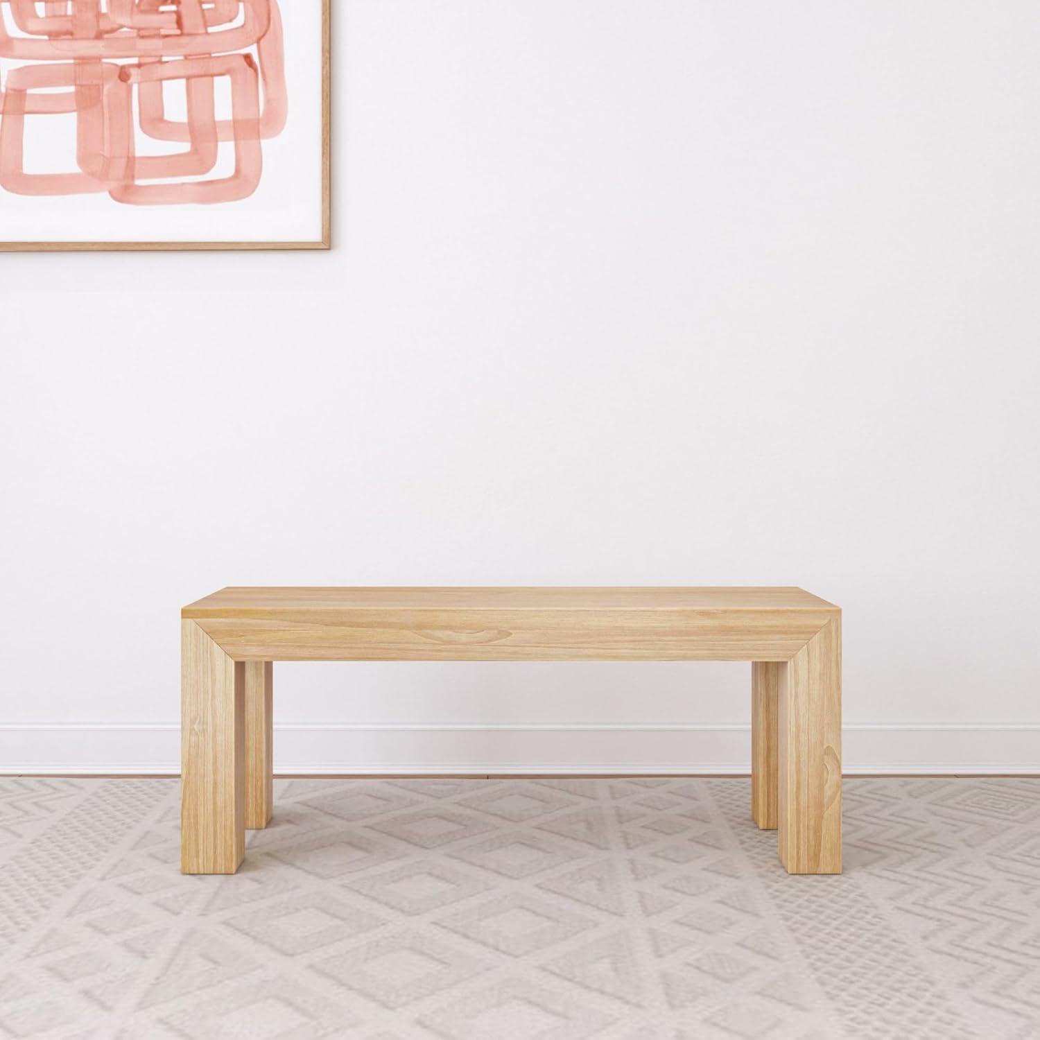 Plank+Beam 60" Modern Dining Table for 4, Solid Wood Rectangular Kitchen Table, Blonde Wirebrush