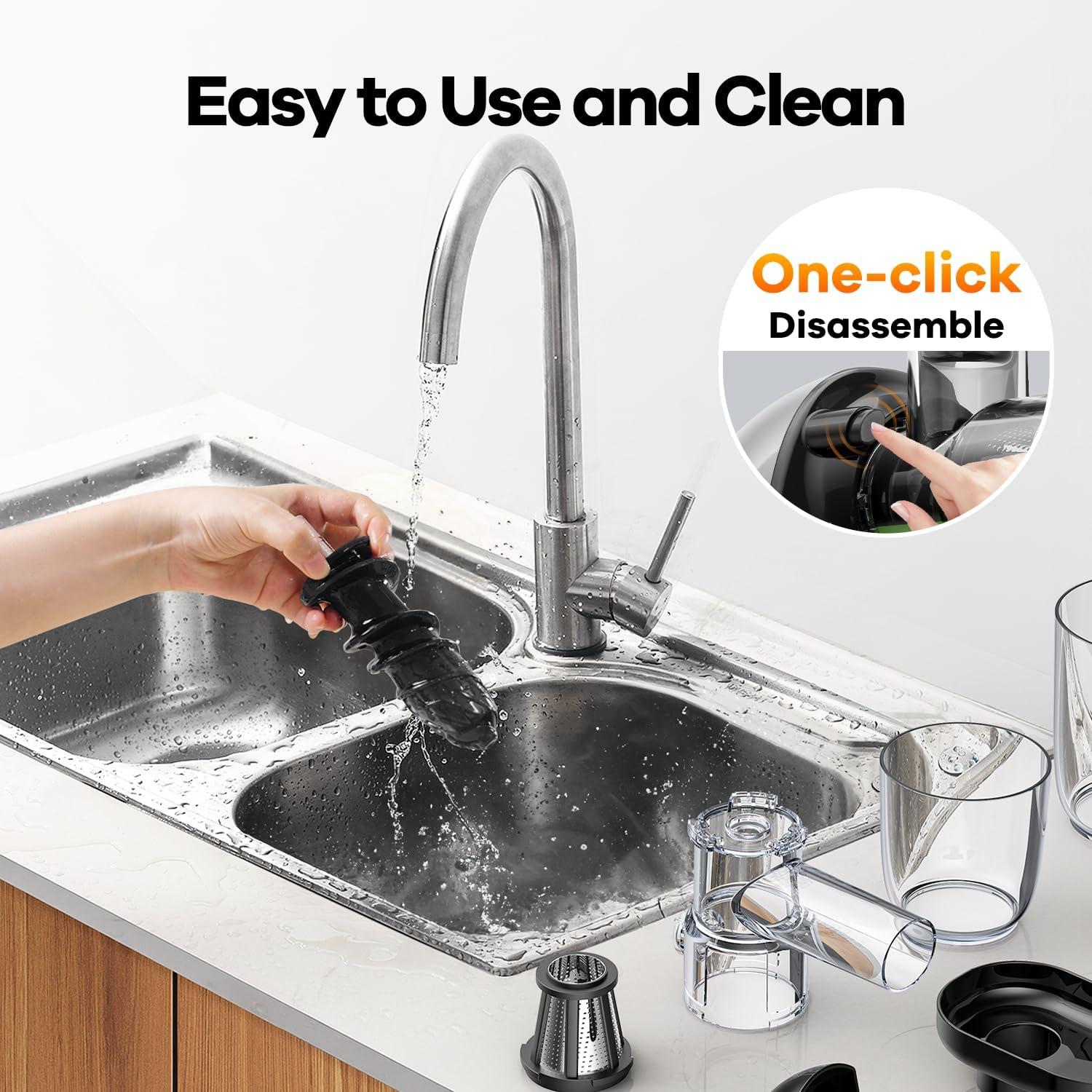 Silver Electric Masticating Juicer with Stainless Steel Blades