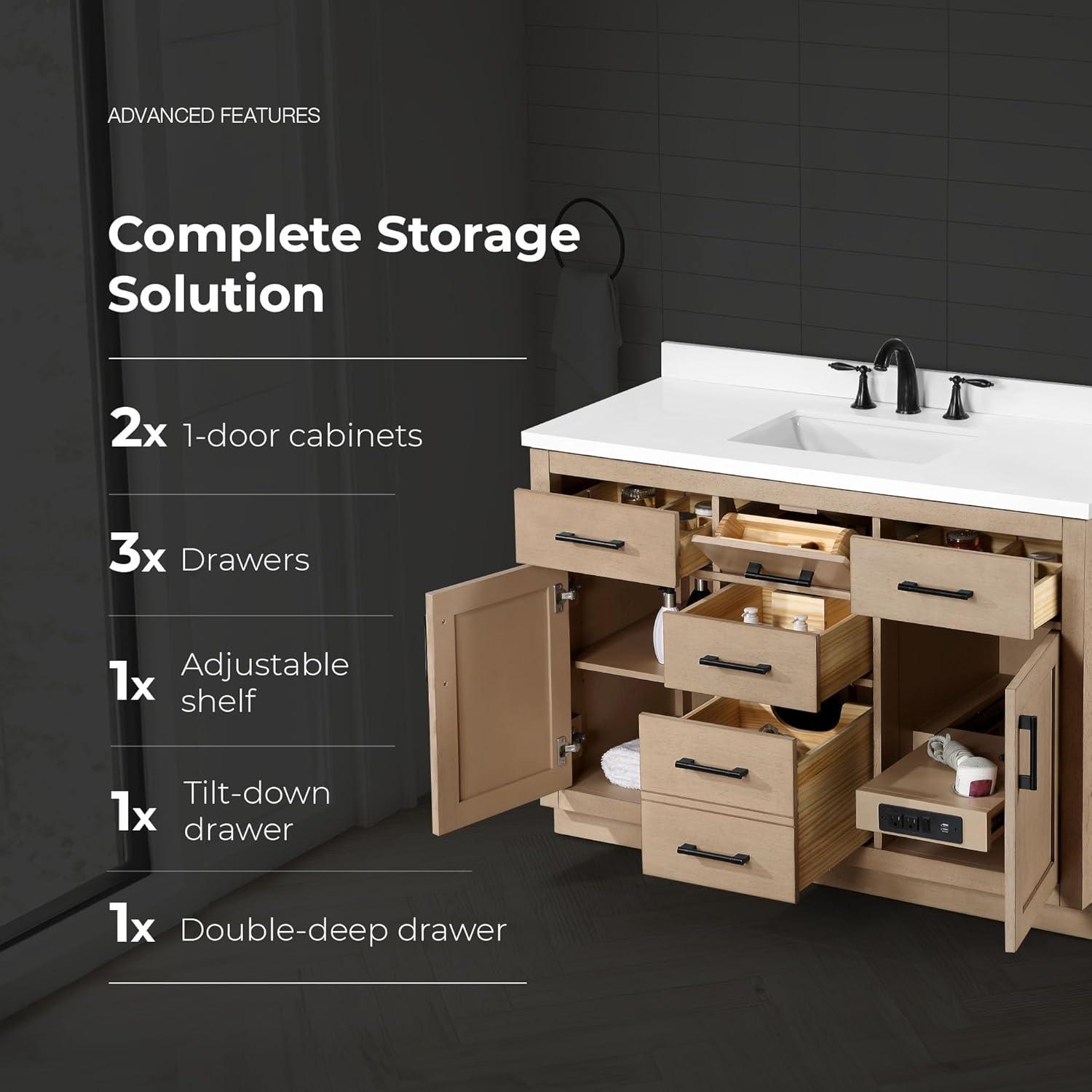 OVE Decors Bailey 48" Single Bathroom Vanity Set with Premium Countertop