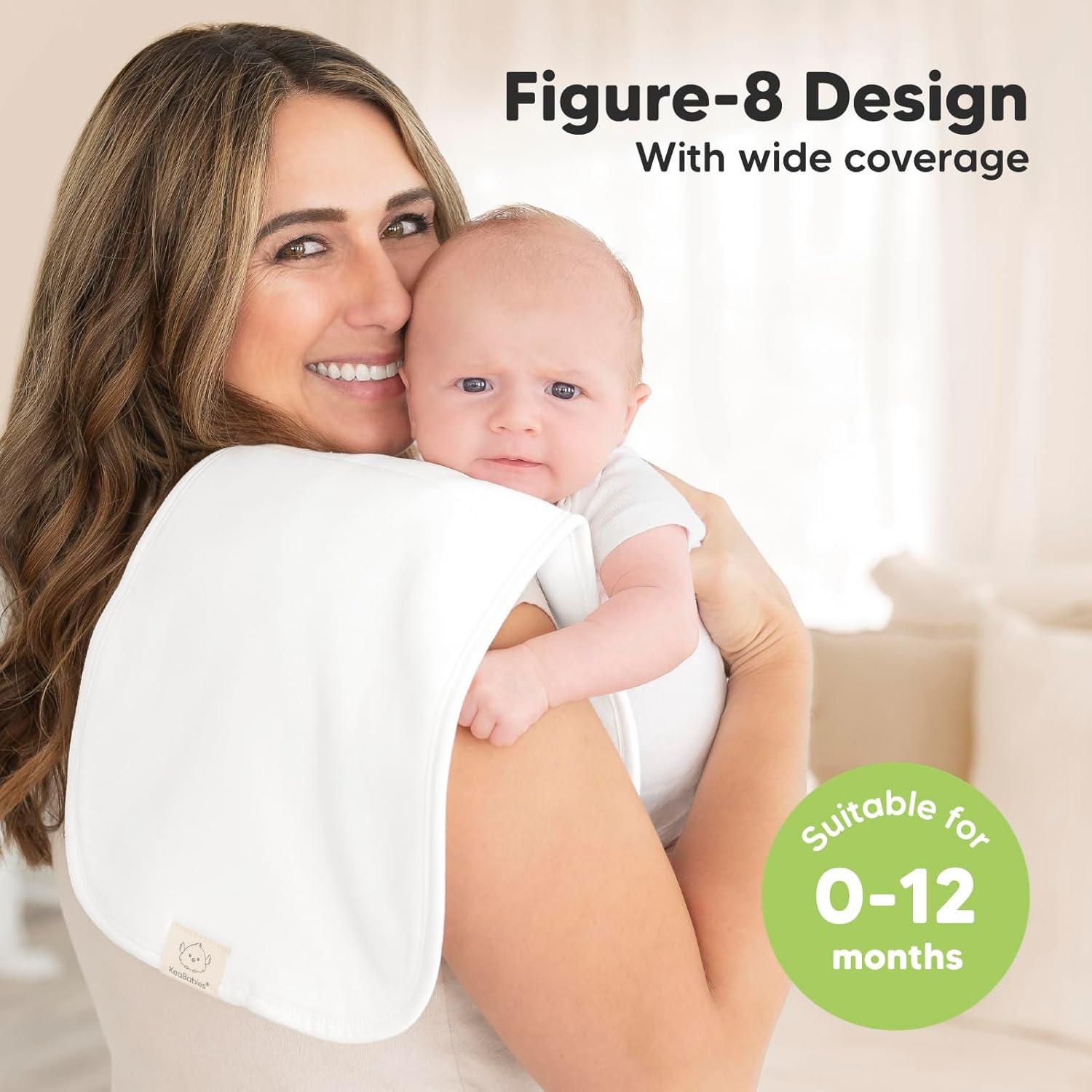 KeaBabies 5pk Urban Baby Burp Cloths, Organic Burping Cloth for Babies, Burp Rags for Baby Girls, Boys (Soft White)