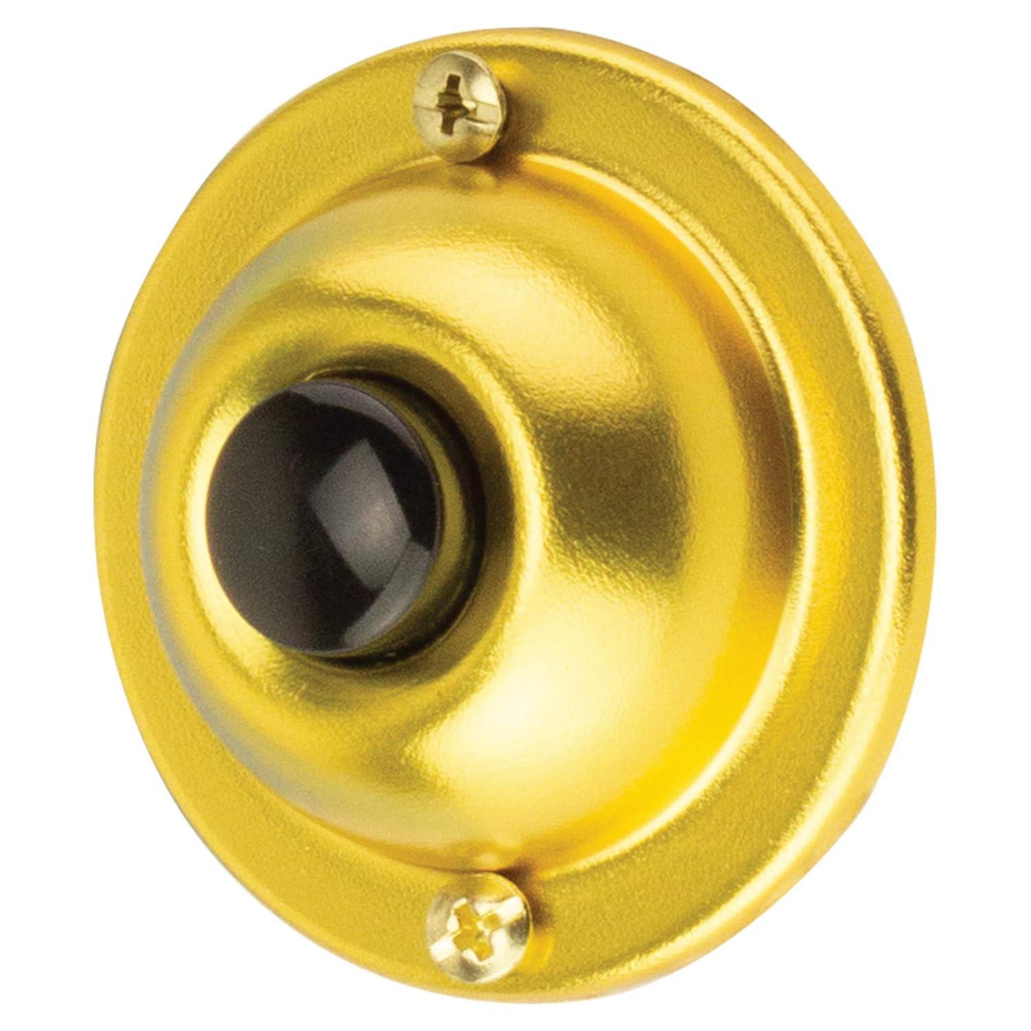 Newhouse Hardware BR4BL Unlighted Doorbell Black Button, 1-Pack, Brass Color