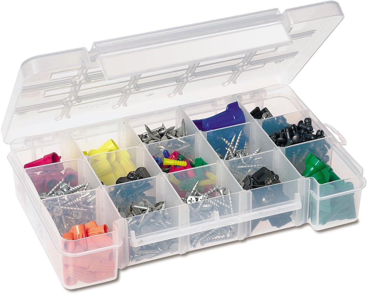 Clear Plastic 15-Compartment Lidded Organizer Box, 11" x 7"