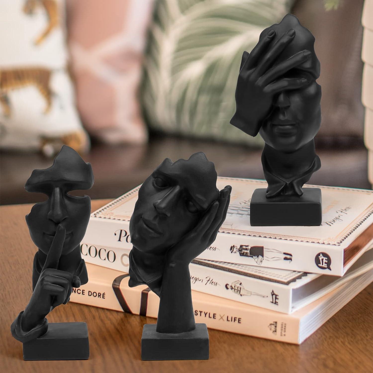 Black Resin Silence is Gold Thinker Statue Set