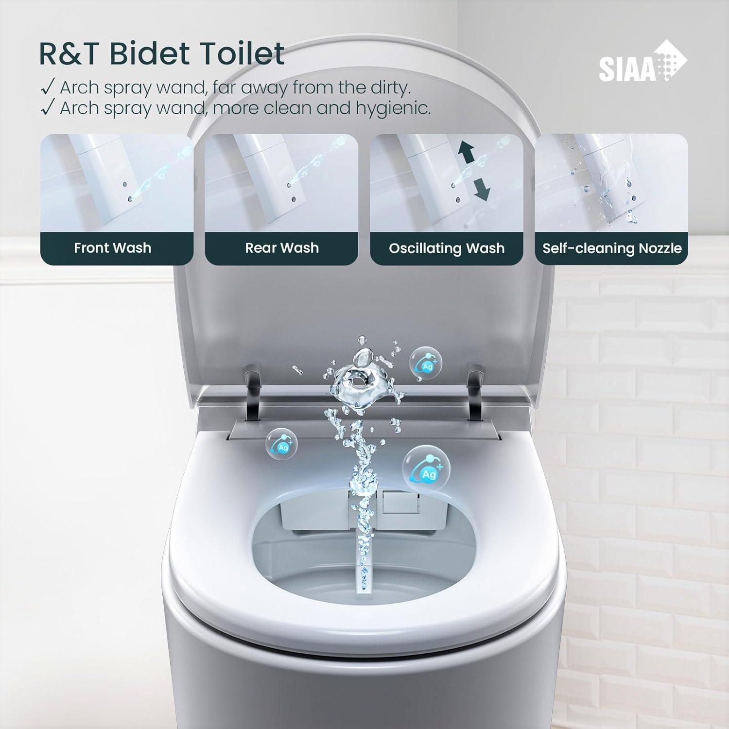 White High Efficiency One-Piece Smart Toilet with Bidet