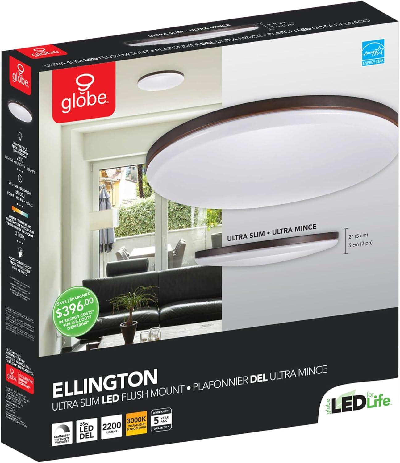 Globe Electric 28 Watt Ellington 28-Watt Dark Bronze Integrated Ceiling Flush Mount