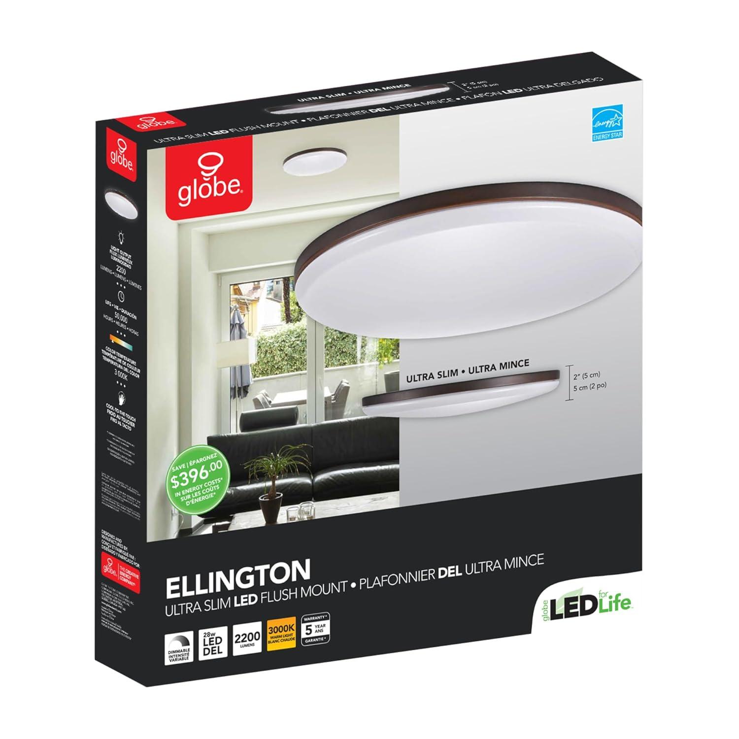 Globe Electric 28 Watt Ellington 28-Watt Dark Bronze Integrated Ceiling Flush Mount