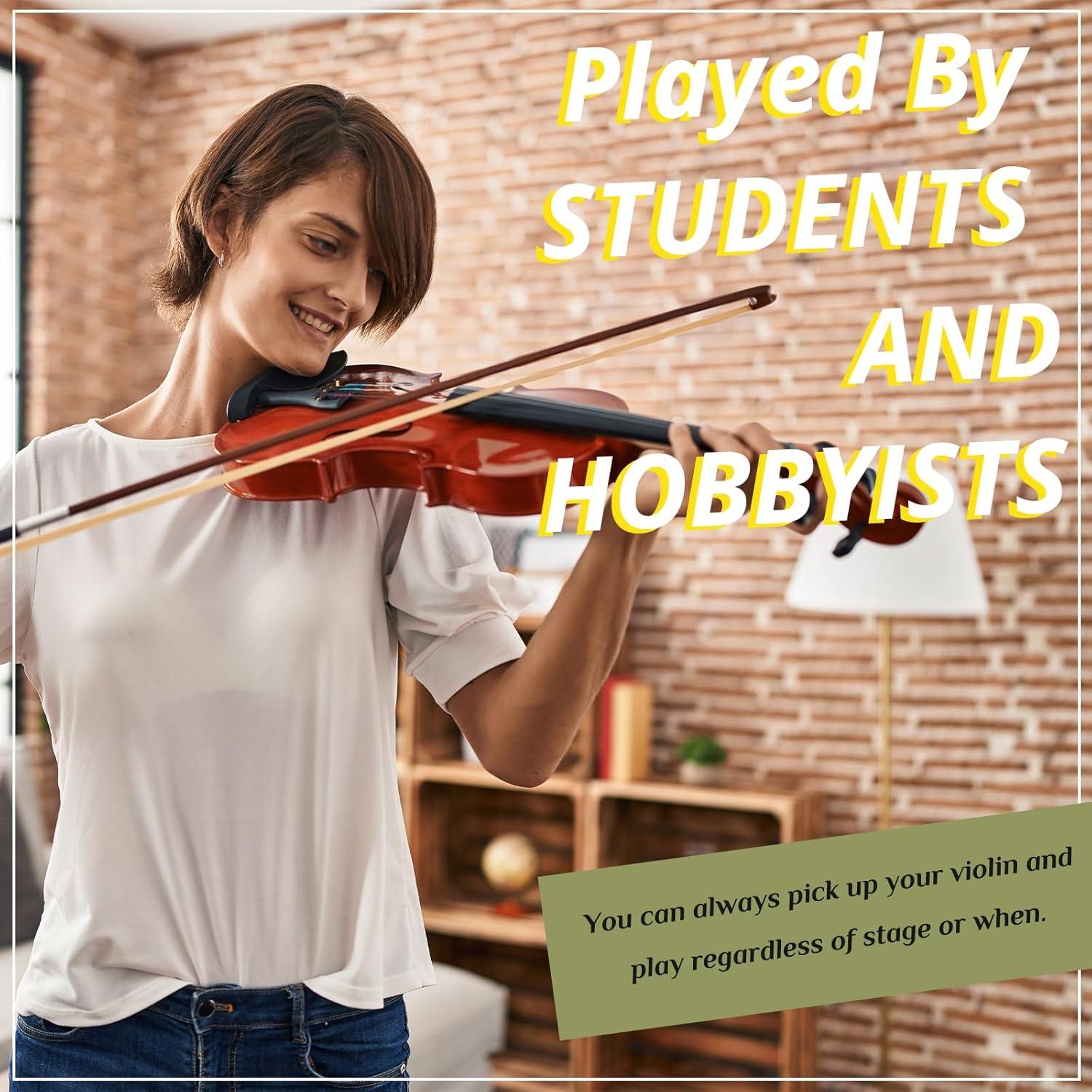 4/4 Acoustic Violin Set,Beginner Violin Vintage Solid Wood Violin Starter Kit with Carrying Case,Bow and Rosin (Natural)