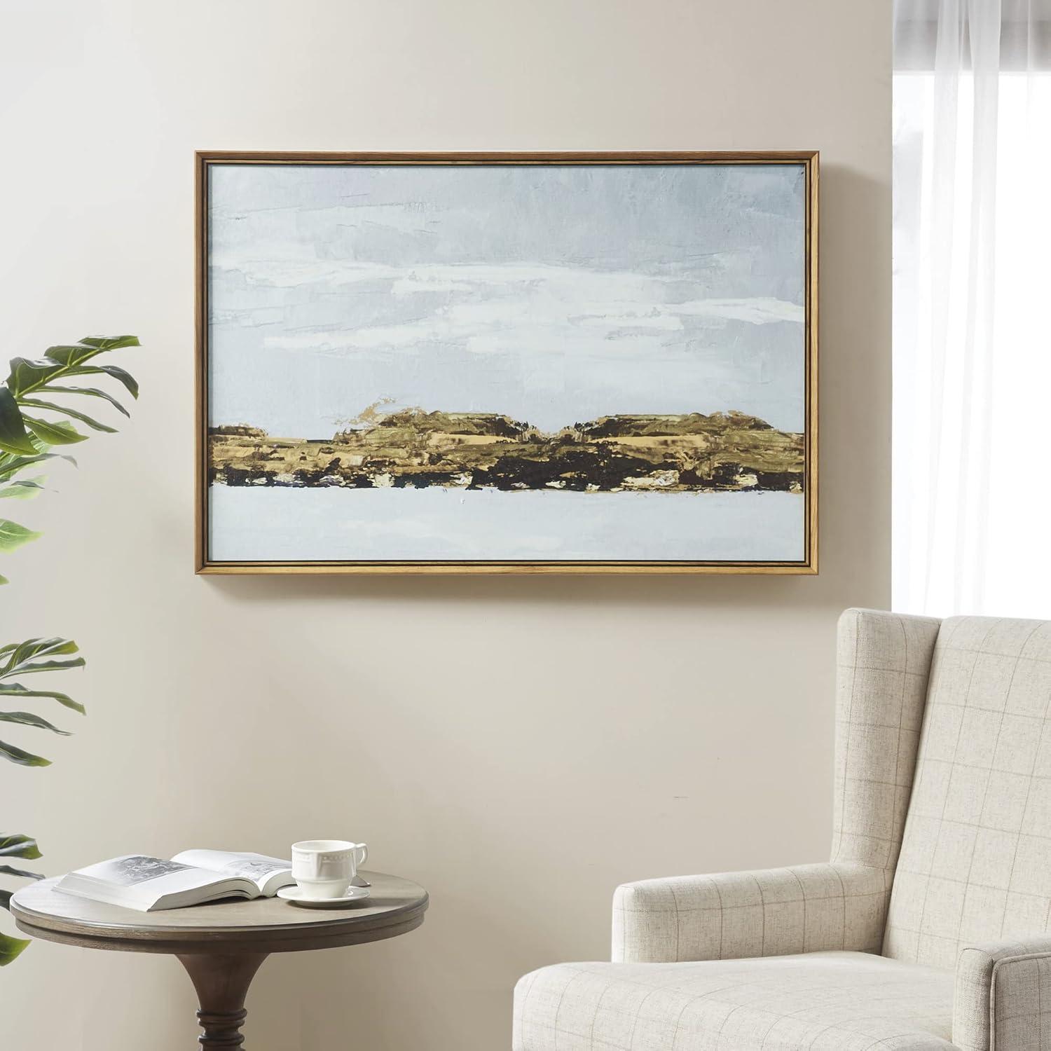 Martha Stewart Foggy Morning Abstract Landscape Framed Canvas Wall Art