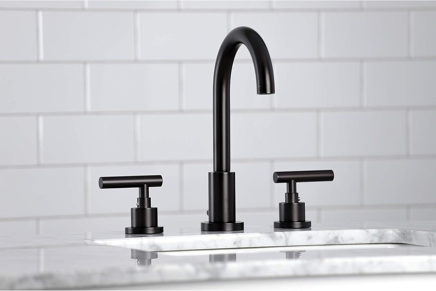 Kingston Brass FSC8925CML Kingston Brass Manhattan Two-Handle 3-Hole Deck Mount Widespread Bathroom Faucet with Brass Pop-Up Drain