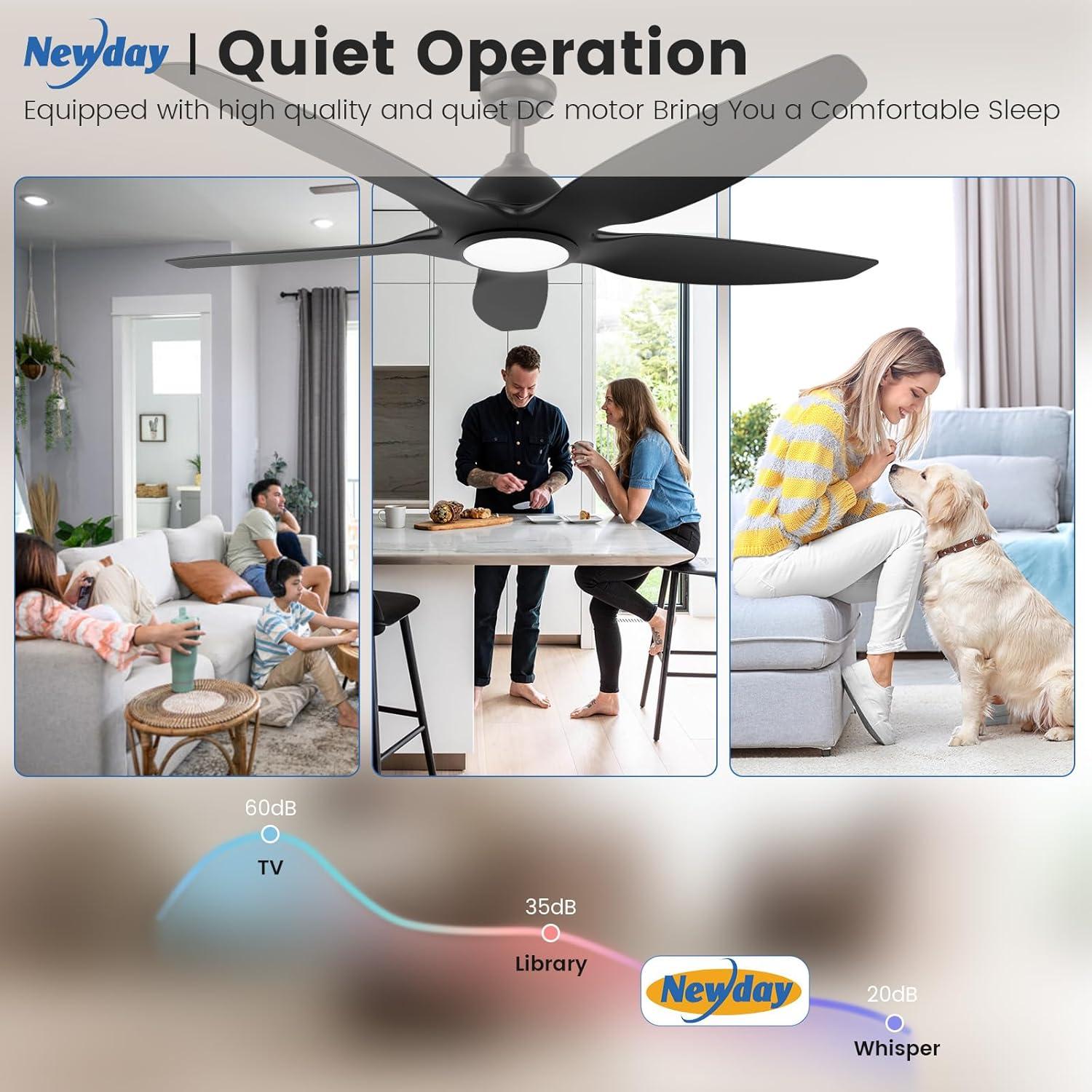 48 in. Indoor White Ceiling Fan with Integrated Dimmable LED Light Kit and Remote Control